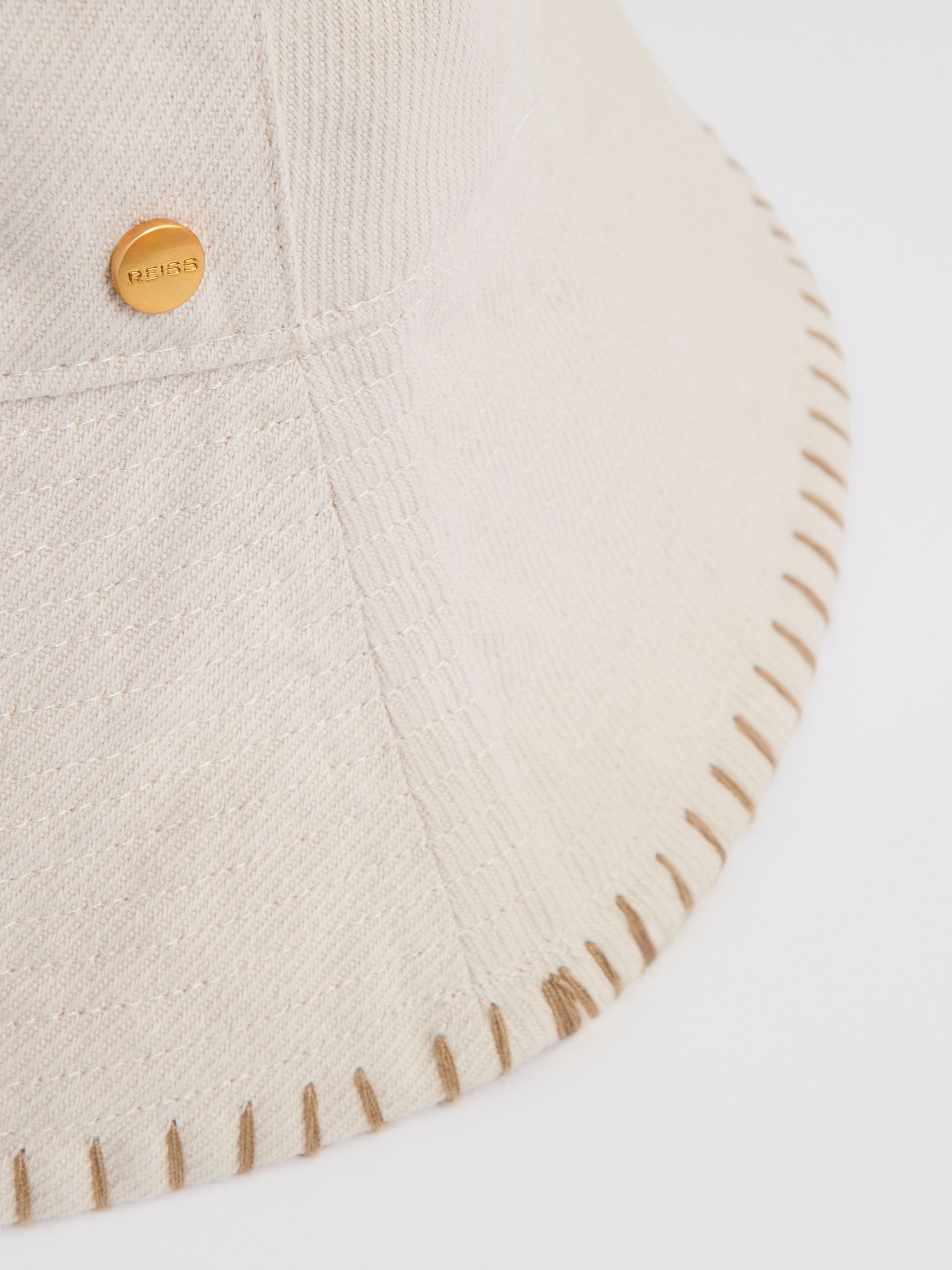 Cotton Blanket-Stitch Bucket Hat in Off White - Image 4 of 4