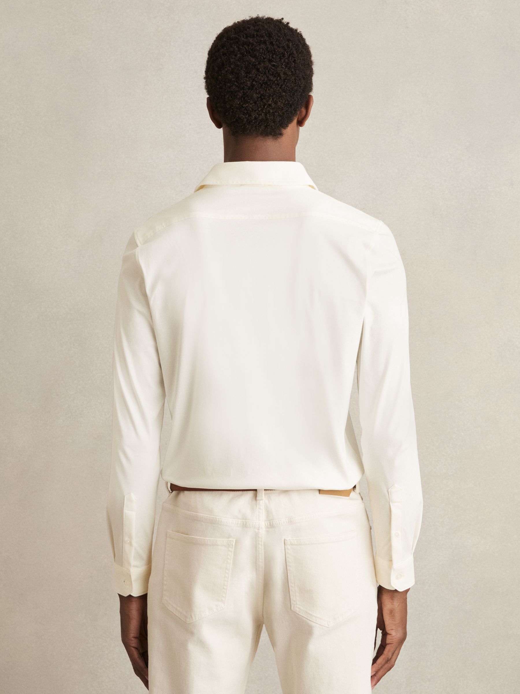 Cotton-Jersey Button-Through Shirt in Ecru - Image 5 of 6