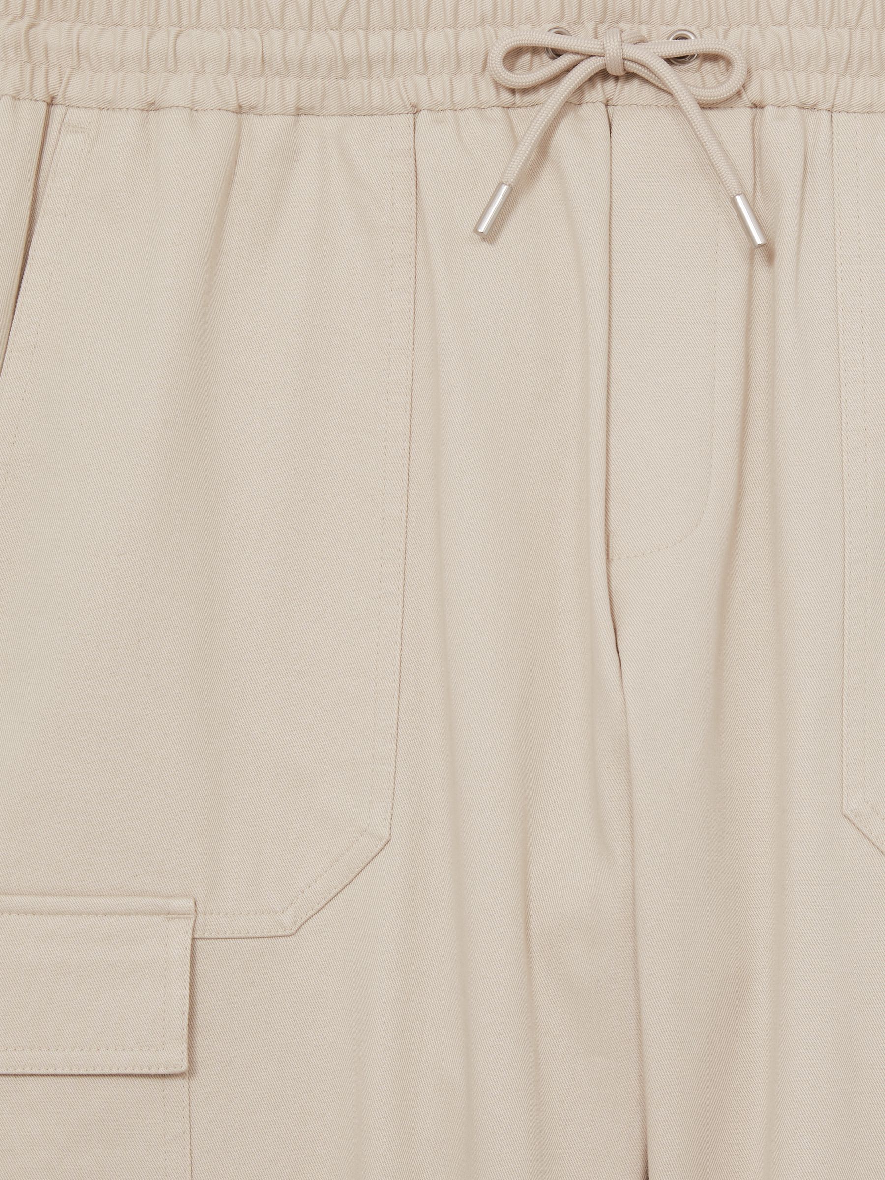 Cotton Drawstring Cargo Trousers in Stone - Image 6 of 6