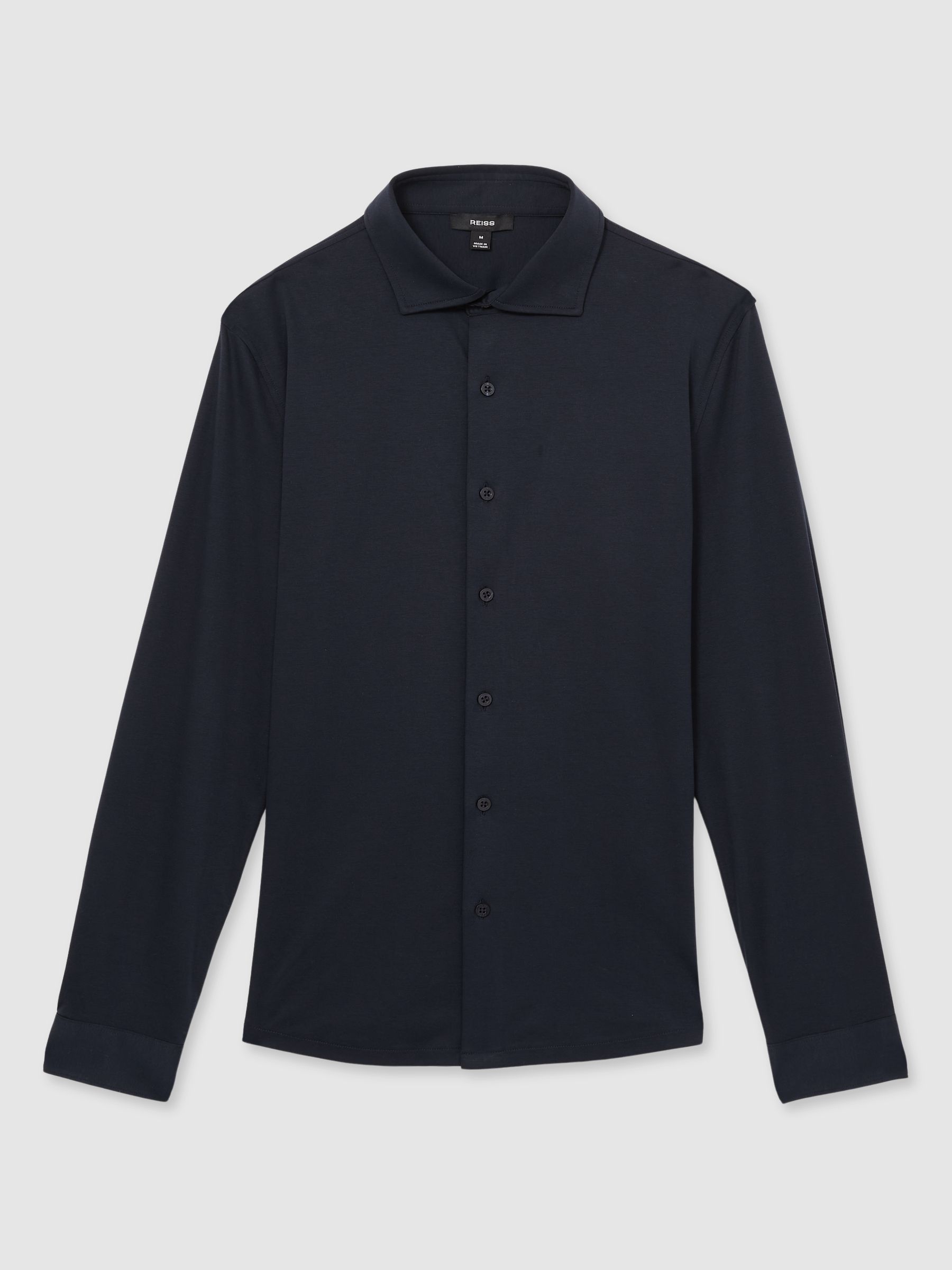Cotton-Jersey Button-Through Shirt in Navy - Image 2 of 6
