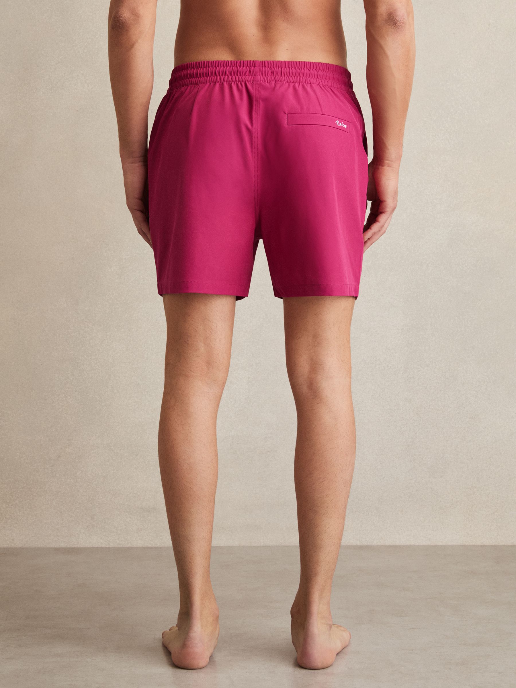 Drawstring Swim Shorts in Dark Pink - Image 4 of 5