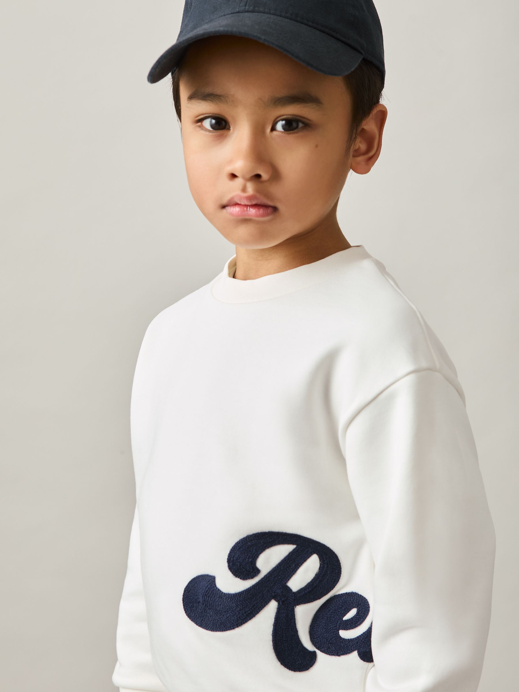 9-13 yrs Cotton-Blend Logo Script Sweatshirt in White - Image 1 of 4