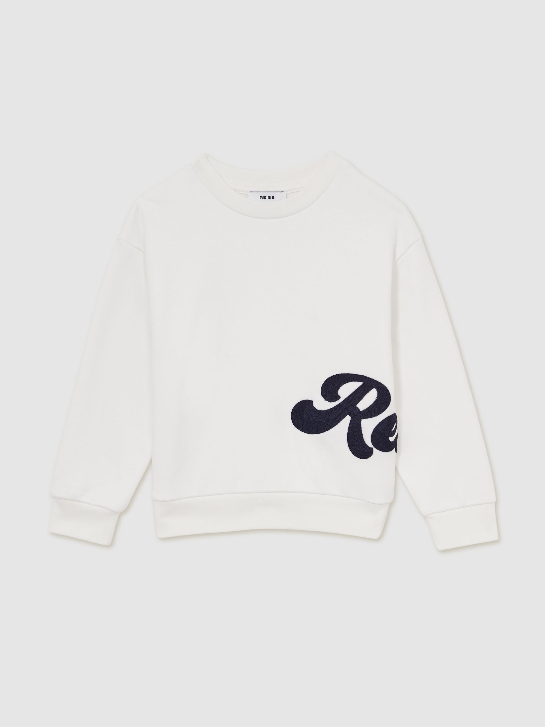 9-13 yrs Cotton-Blend Logo Script Sweatshirt in White - Image 2 of 4