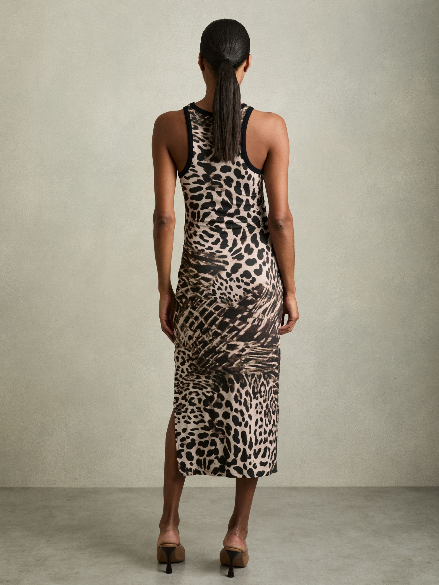 Leopard-Print Jersey Bodycon Dress in Neutral - Image 4 of 5