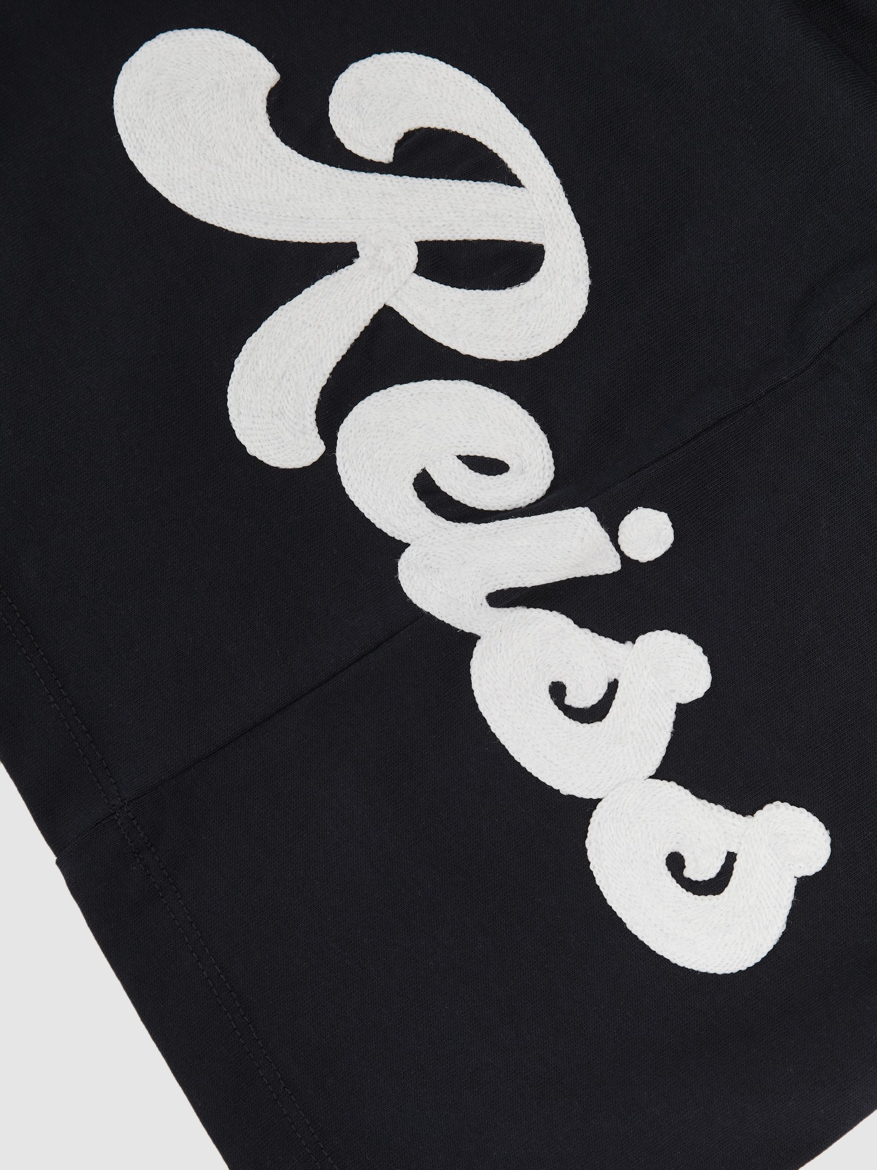 3-9 yrs Cotton Script-Logo Oversized T-Shirt in Navy - Image 4 of 4
