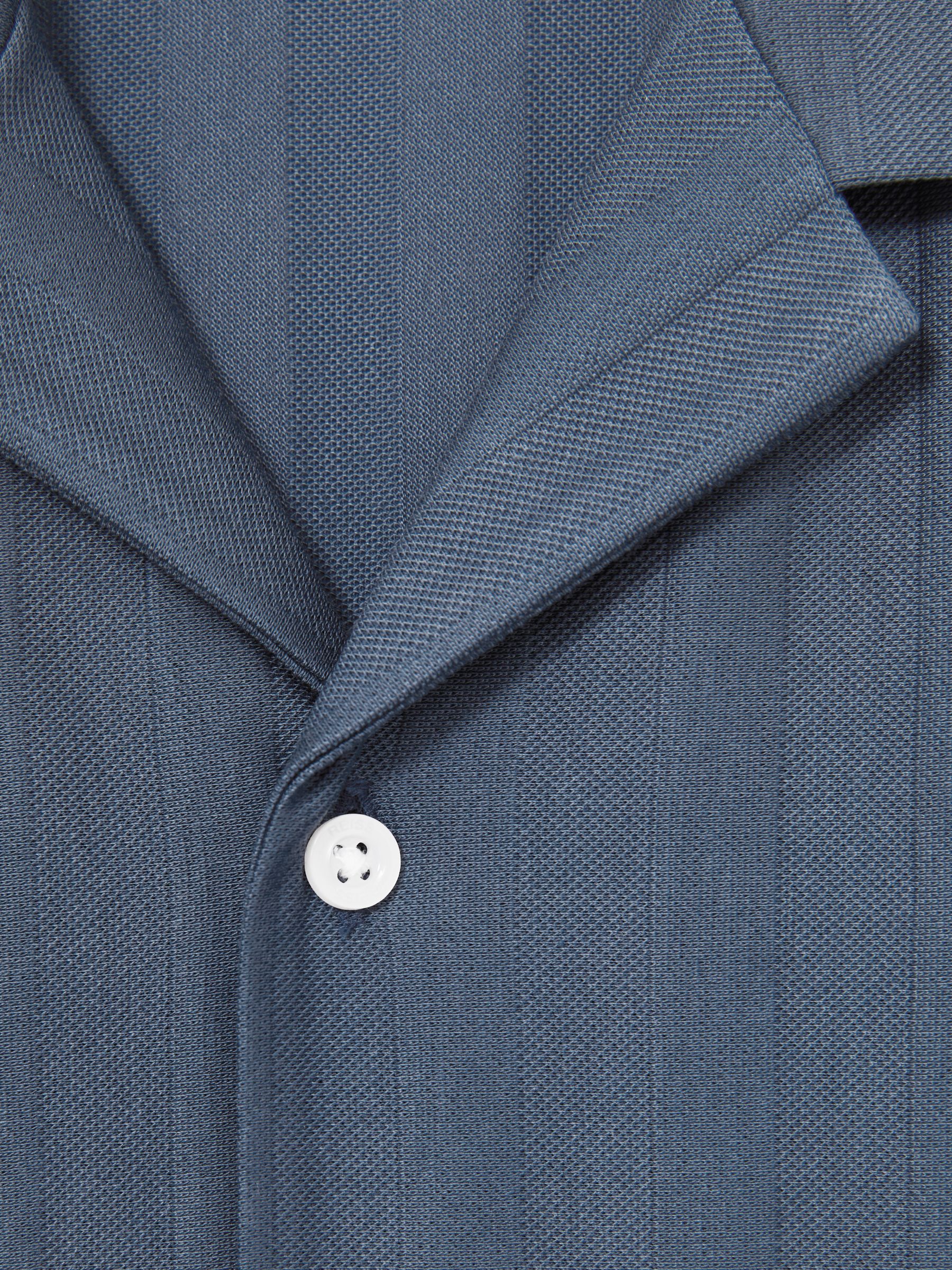 Cotton Textured Cuban-Collar Shirt in Airforce Blue - Image 7 of 7