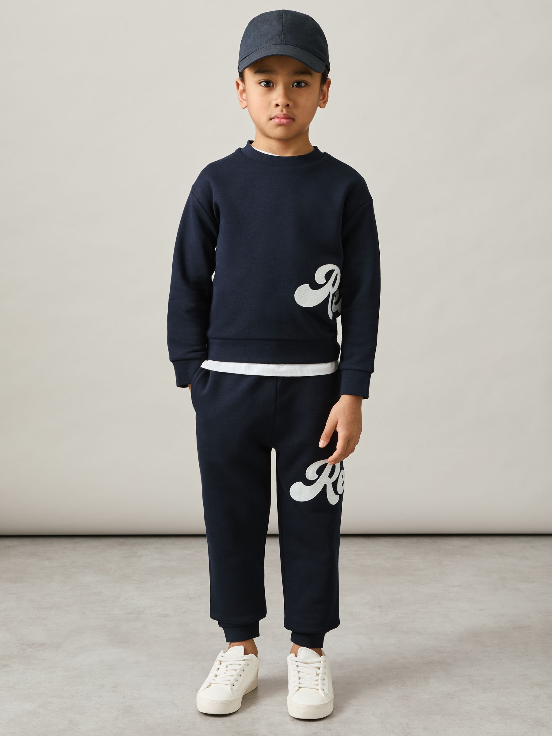 13-14 yrs Cotton-Blend Logo Script Joggers in Navy - Image 2 of 5