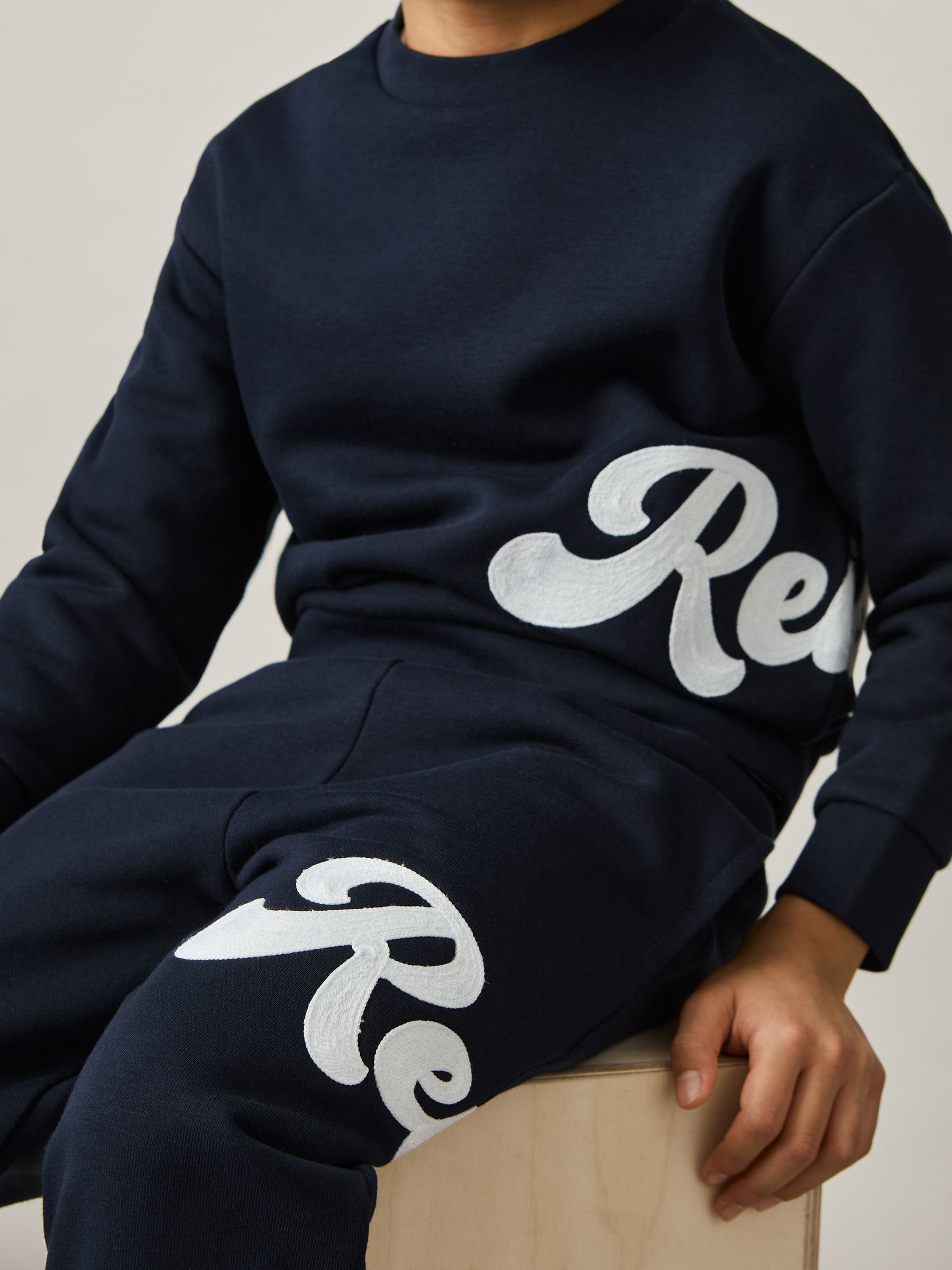 13-14 yrs Cotton-Blend Logo Script Joggers in Navy - Image 4 of 5