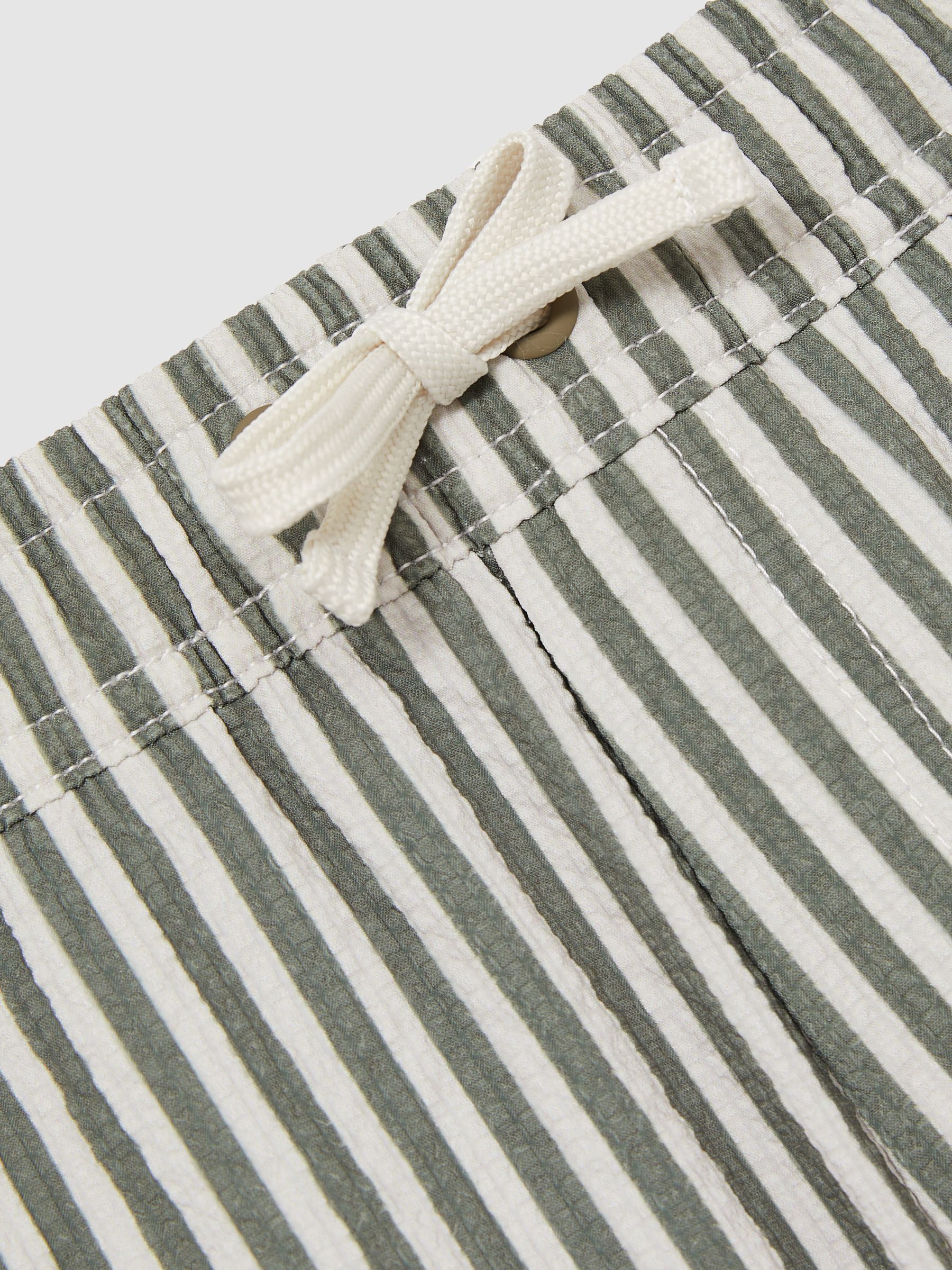 13-14 yrs Seersucker Striped Swim Shorts in Sage/White - Image 4 of 4