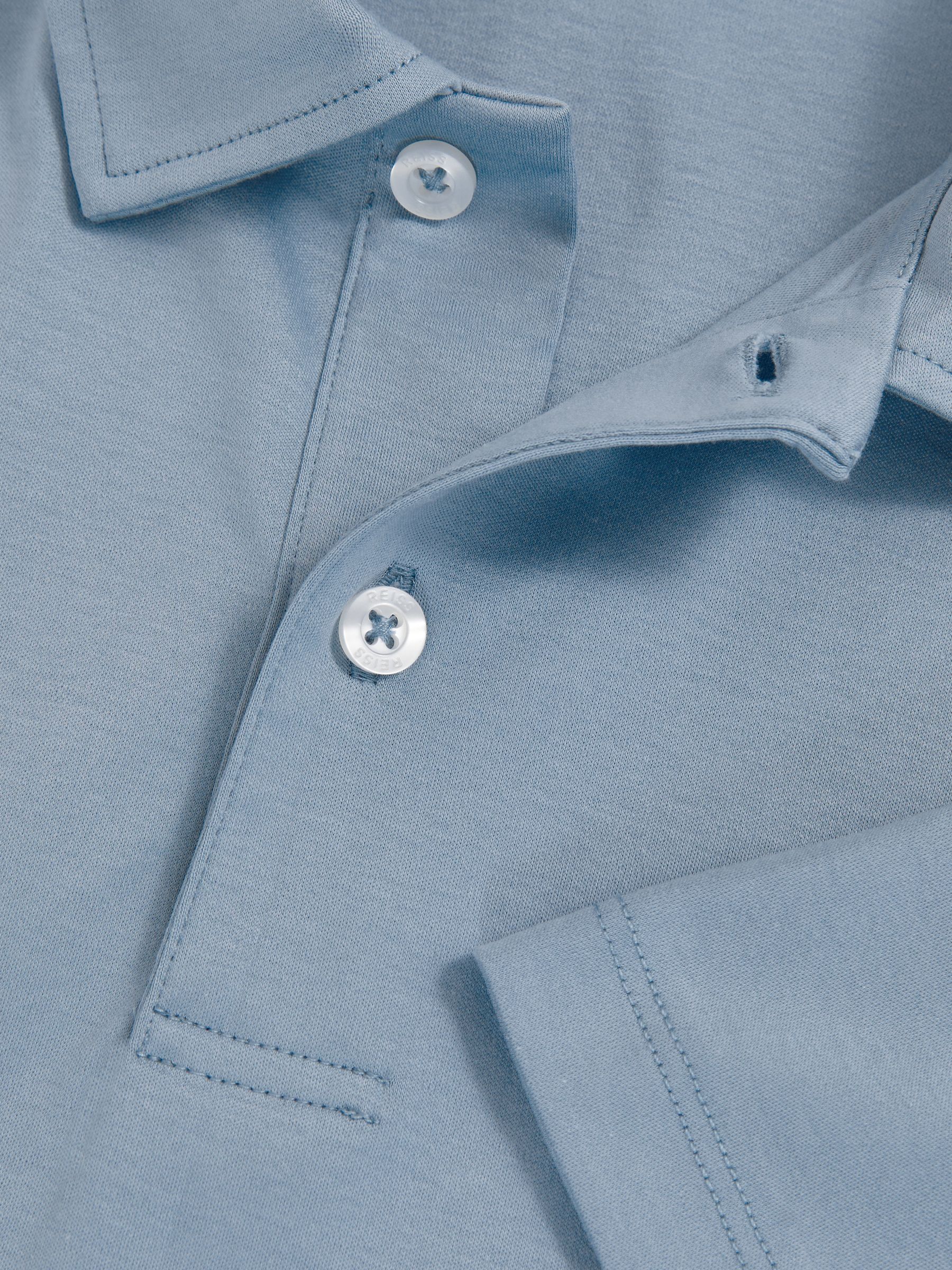 Cotton Short-Sleeve Polo Shirt in Soft Blue - Image 6 of 6