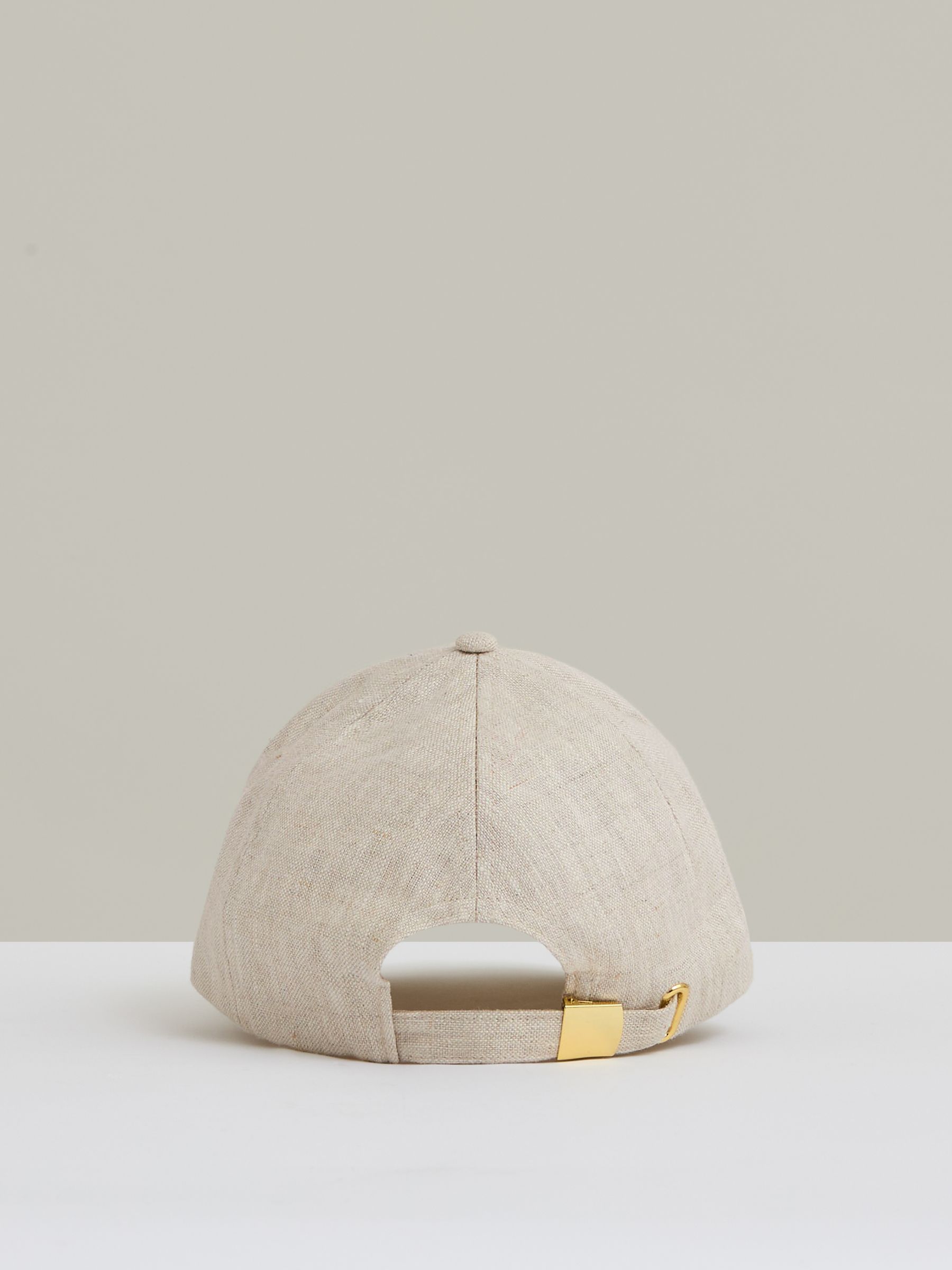 Linen Logo Baseball Cap in Neutral - Image 3 of 4