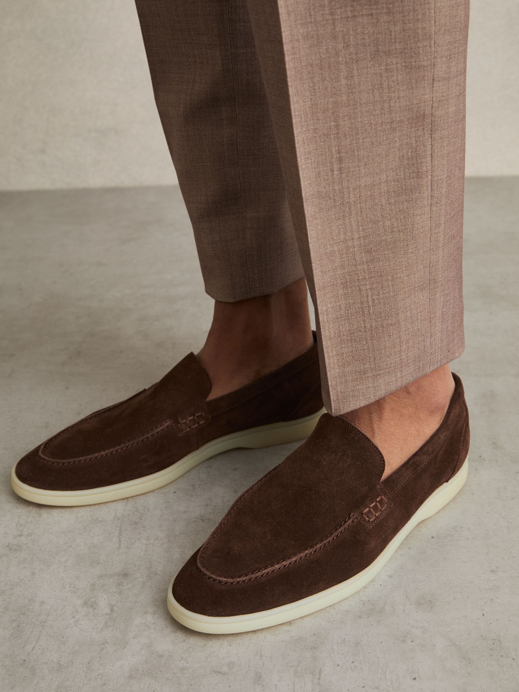 Suede Slip-On Loafers in Brown - Image 2 of 5