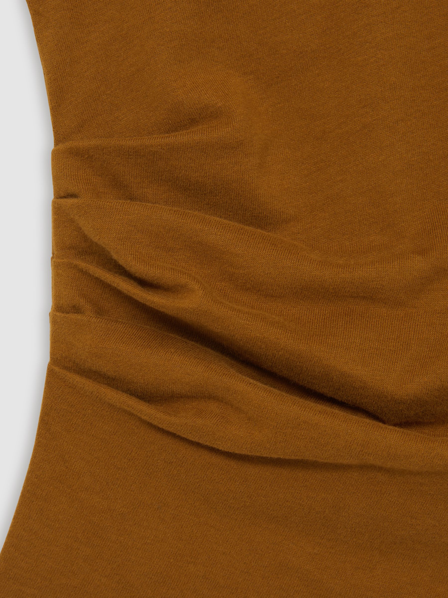 9-13 yrs Cotton-Jersey Cap-Sleeve Ruched Top in Tan - Image 4 of 4