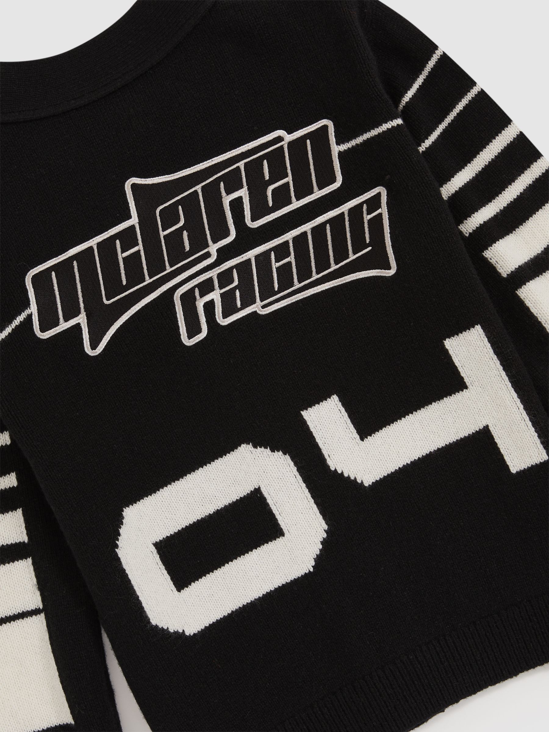 9-13 yrs Unisex Fit McLaren F1 Team Varsity Wool-Cashmere Cardigan in Black - Image 6 of 8