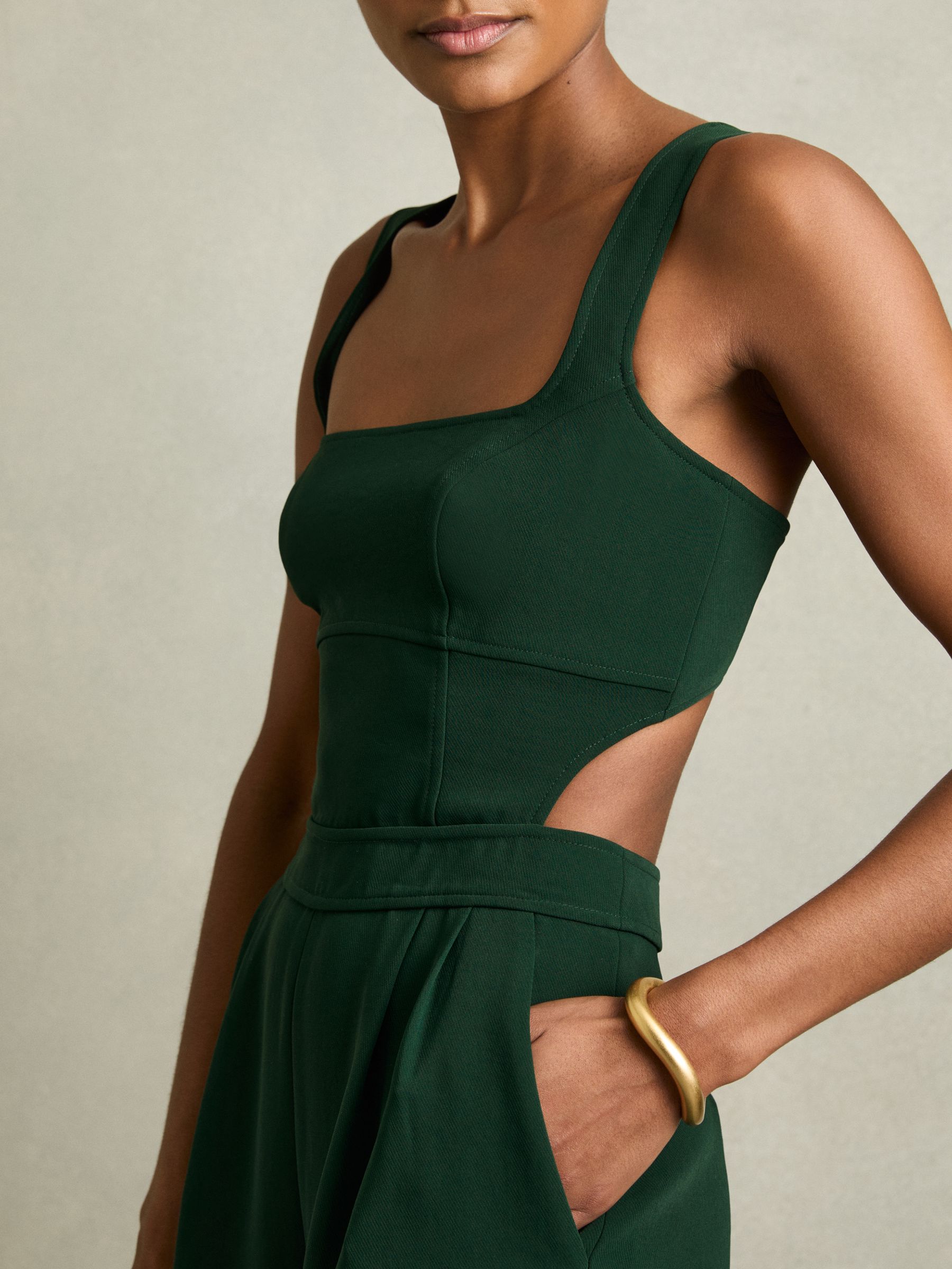 Wide-Leg Cut-Out Jumpsuit in Green - Image 3 of 7
