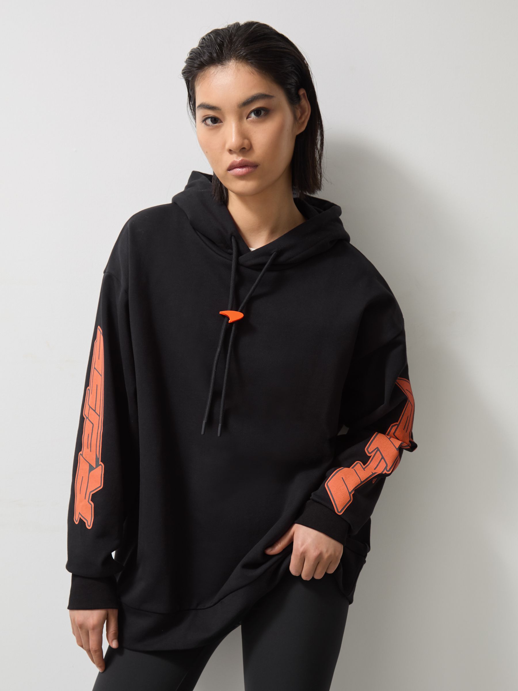 Reiss McLaren F1 Team Oversize Toggle Hoodie Unisex Fit in Black