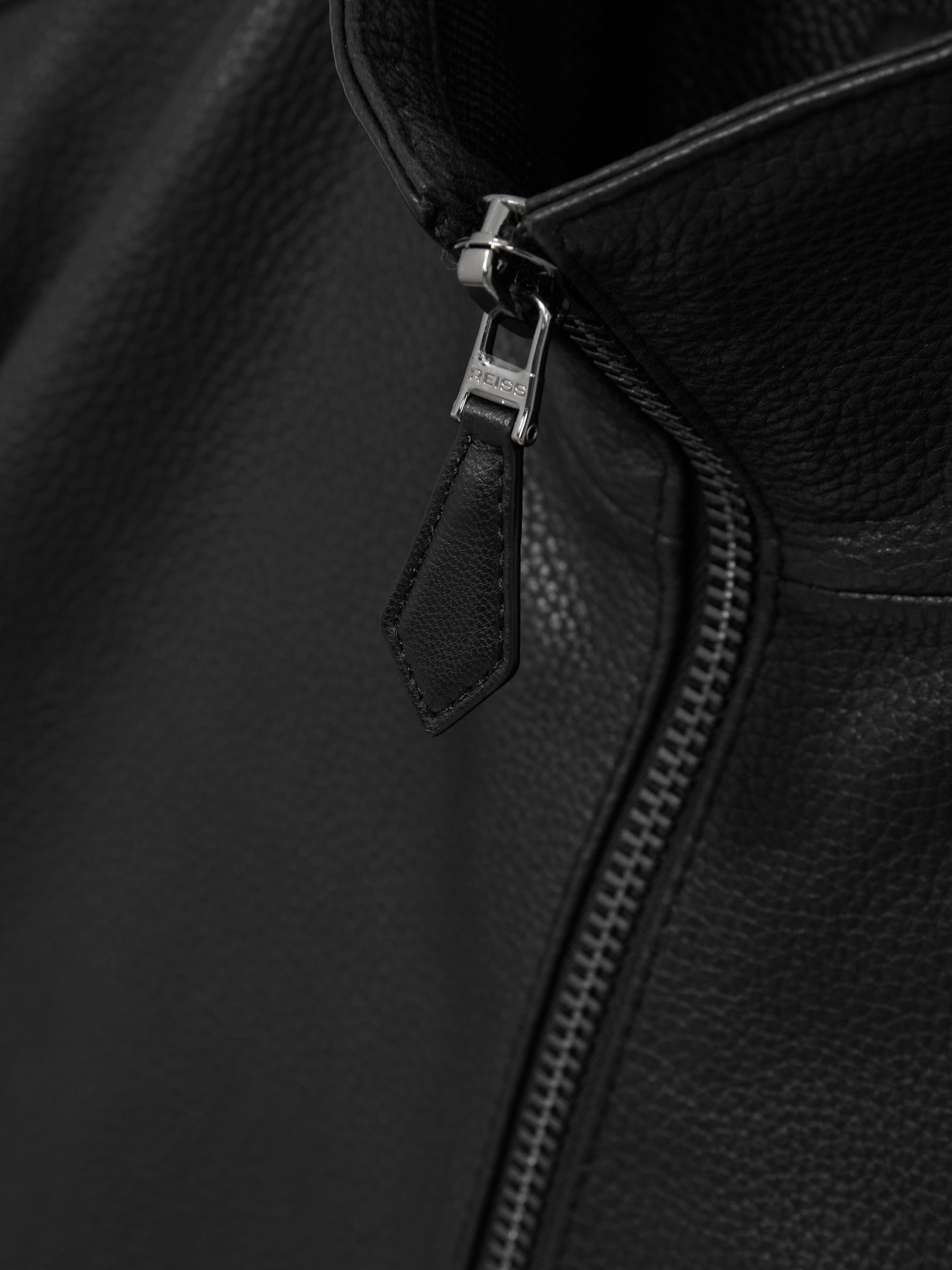 Pebbled-Leather Funnel-Neck Jacket in Black - Image 6 of 6