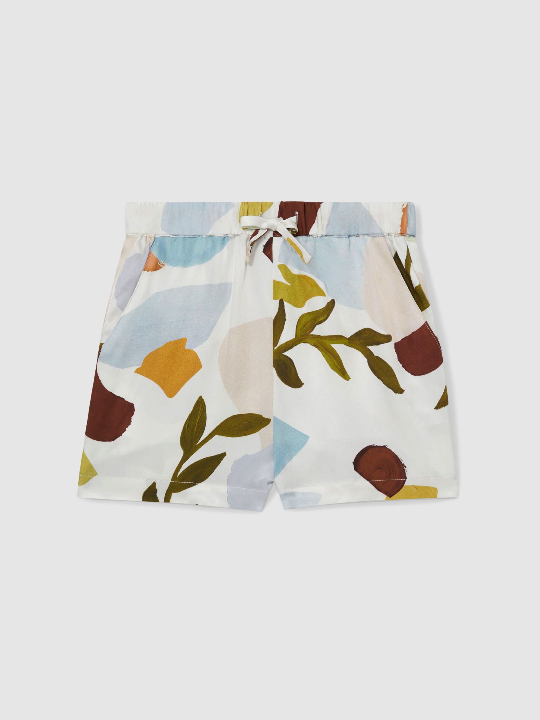 Printed Drawstring-Waist Shorts in Multi - Image 2 of 4