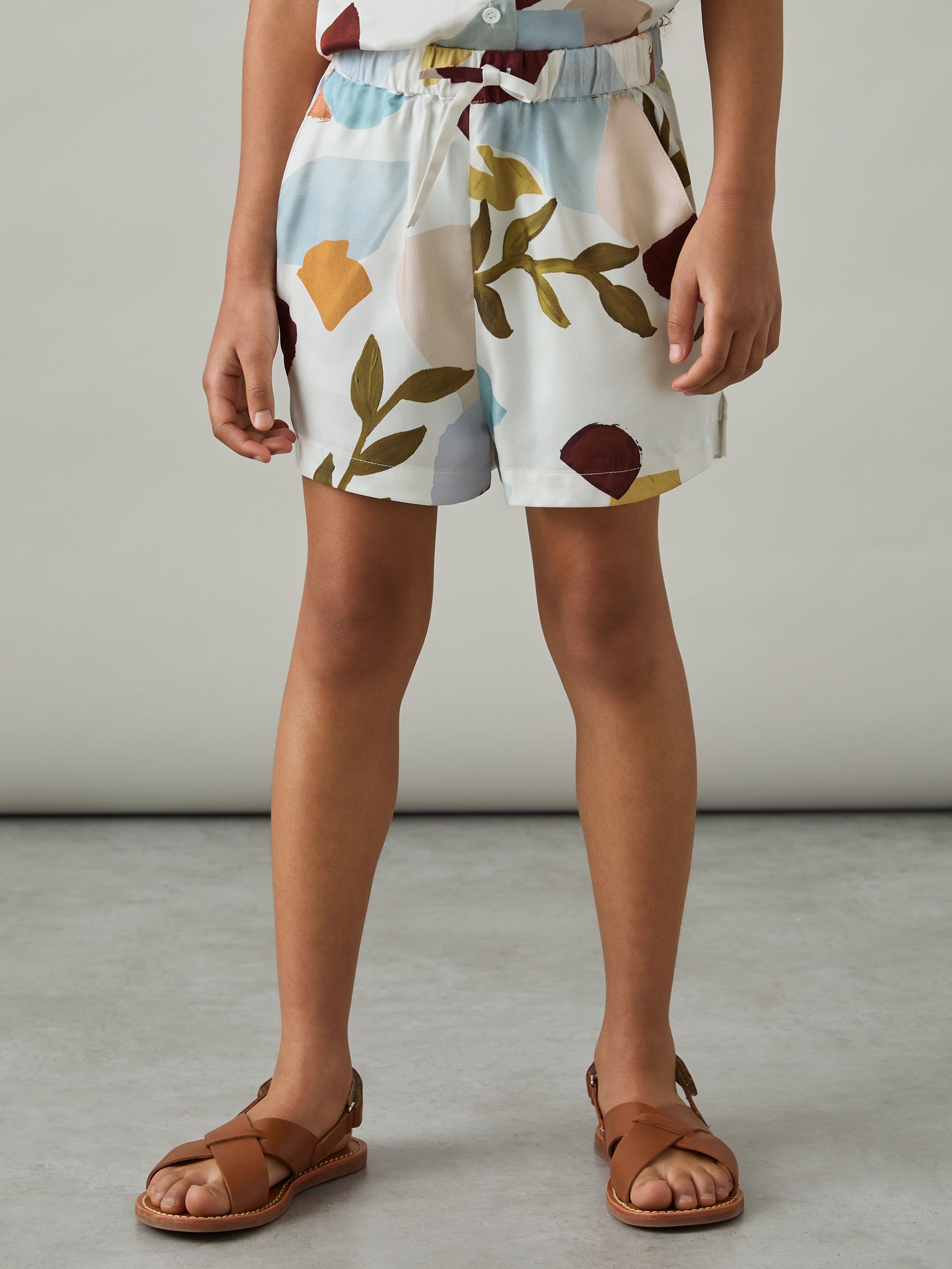 Printed Drawstring-Waist Shorts in Multi - Image 3 of 4