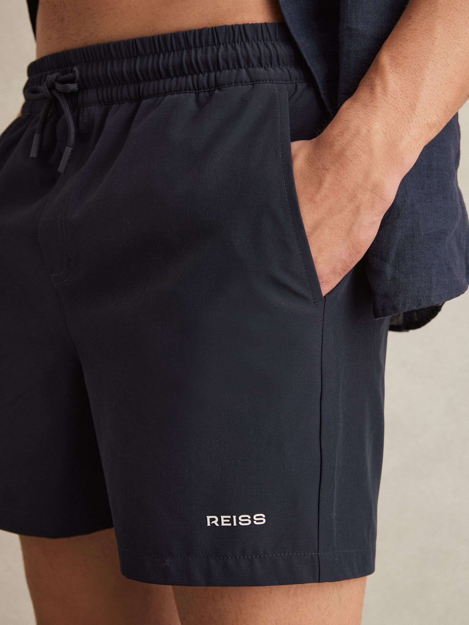 Logo Print Swim Shorts in Navy - Image 5 of 7