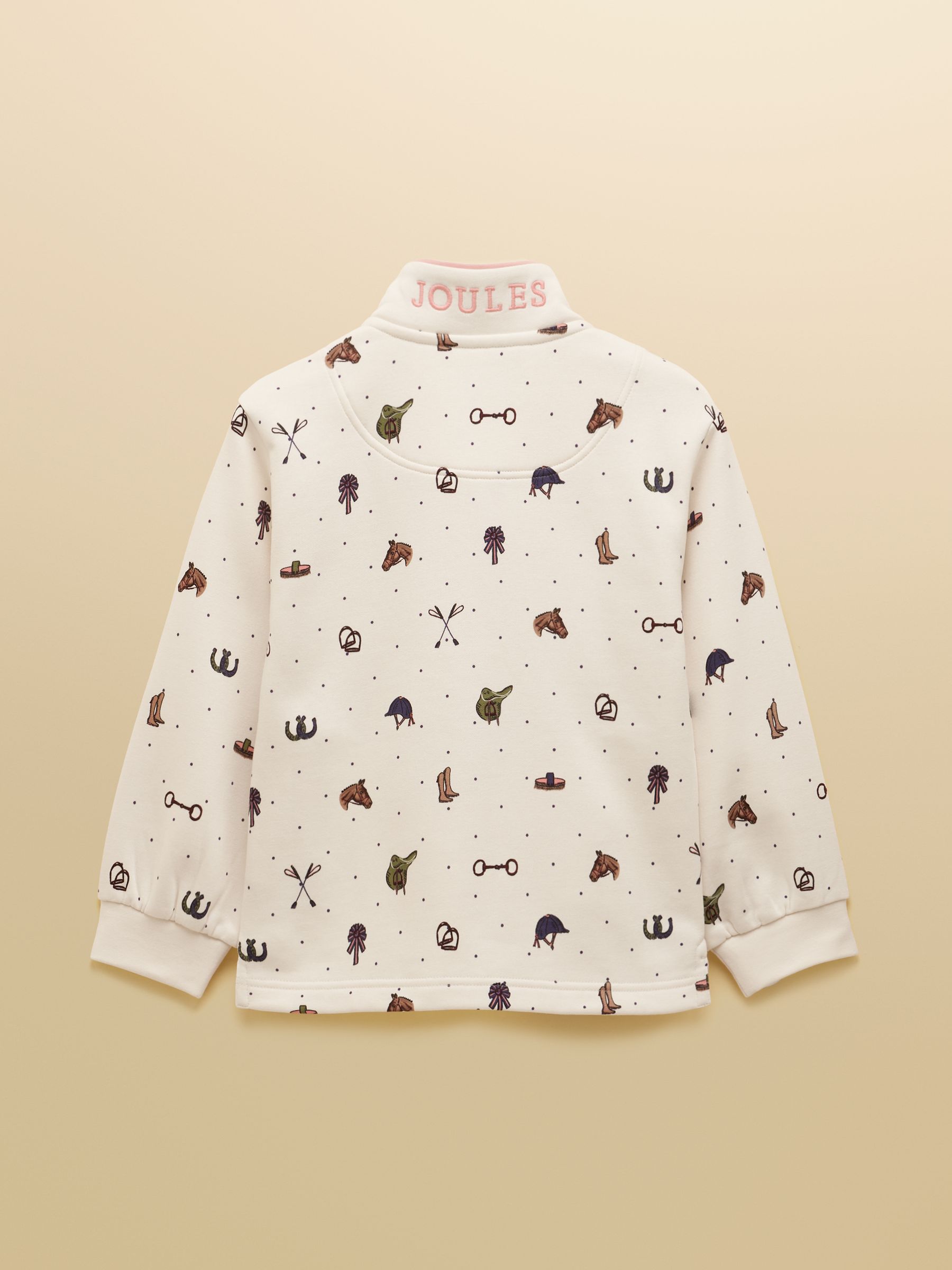 Girls' Burnham Cream Horse Funnel Neck Sweatshirt - Image 2 of 4