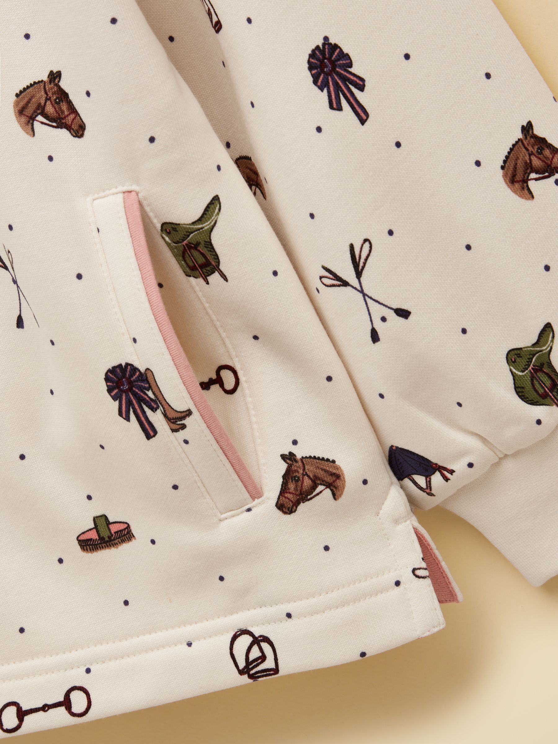 Girls' Burnham Cream Horse Funnel Neck Sweatshirt - Image 4 of 4 Girls' Burnham Cream Horse Funnel Neck Sweatshirt - Image 4 of 4