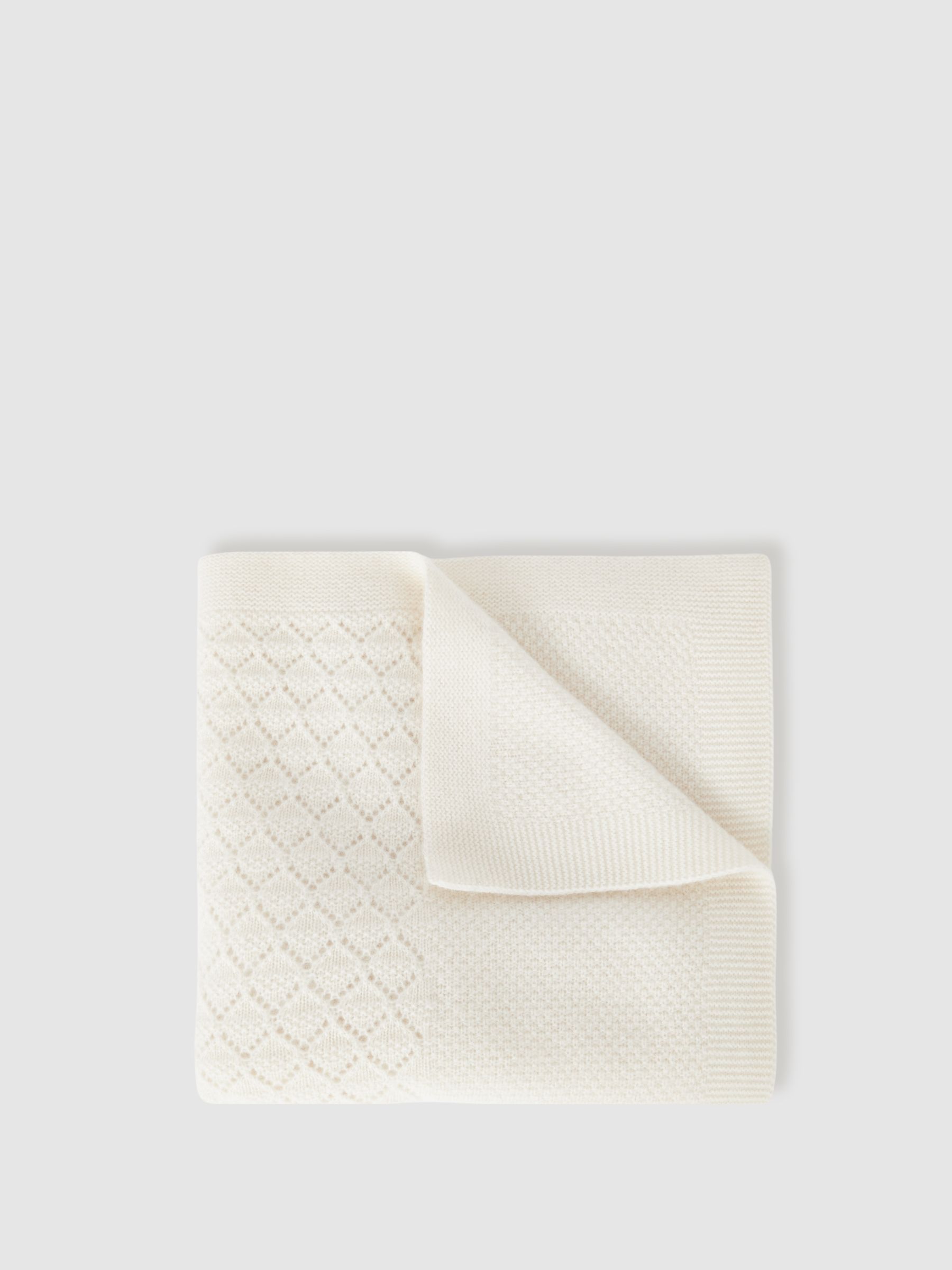 100% Cashmere Pointelle-Knit Blanket in Ivory - Image 5 of 6