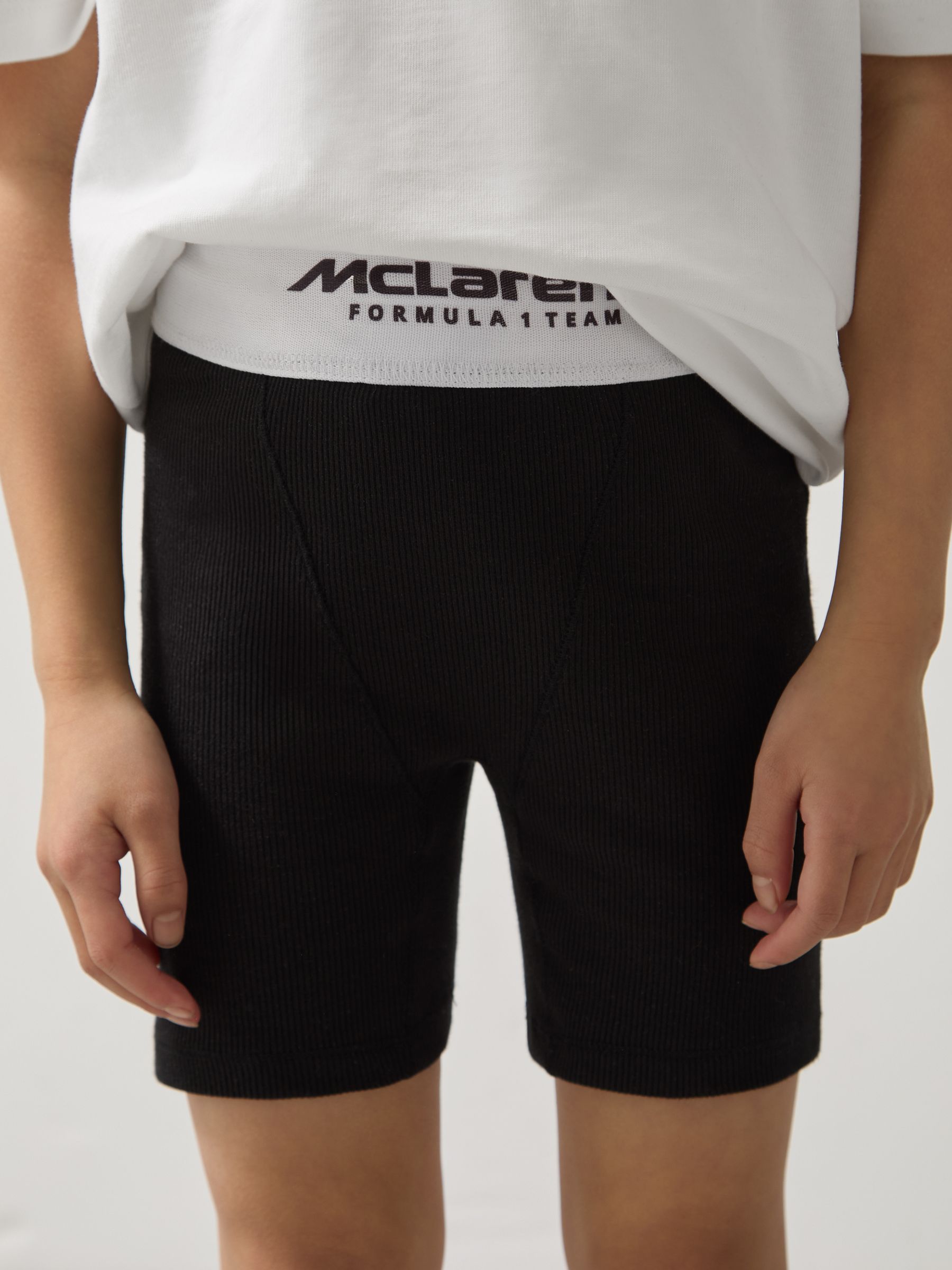 3-9 yrs McLaren F1 Team Ribbed Cycle Shorts in Black - Image 3 of 6