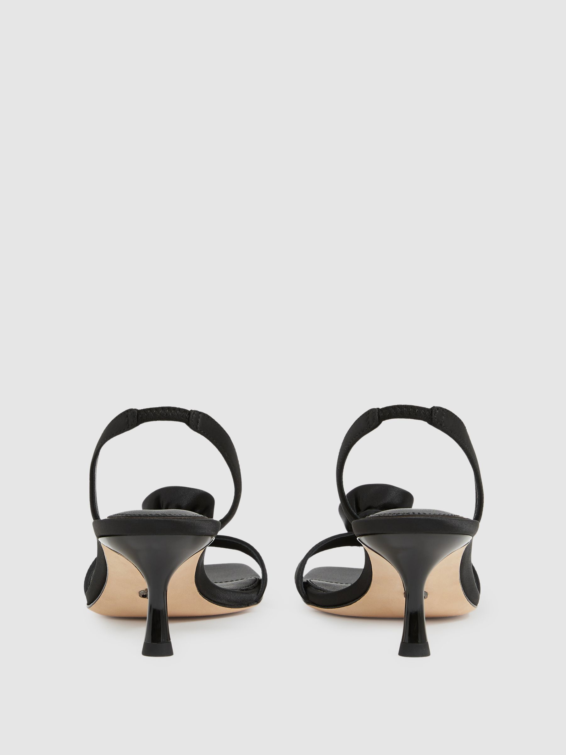 Paige Satin Rosette Sandals in Black - Image 3 of 4