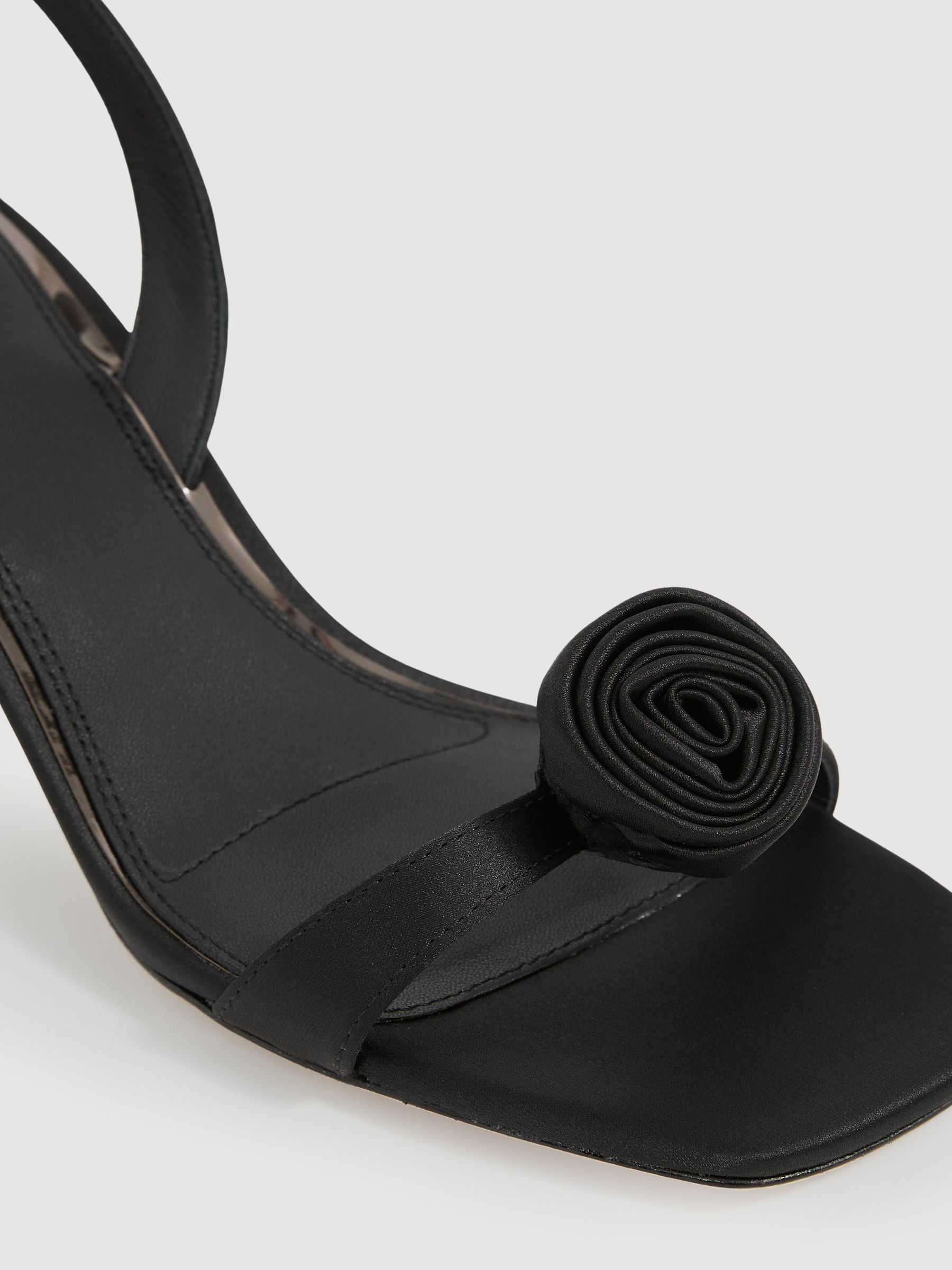Paige Satin Rosette Sandals in Black - Image 4 of 4
