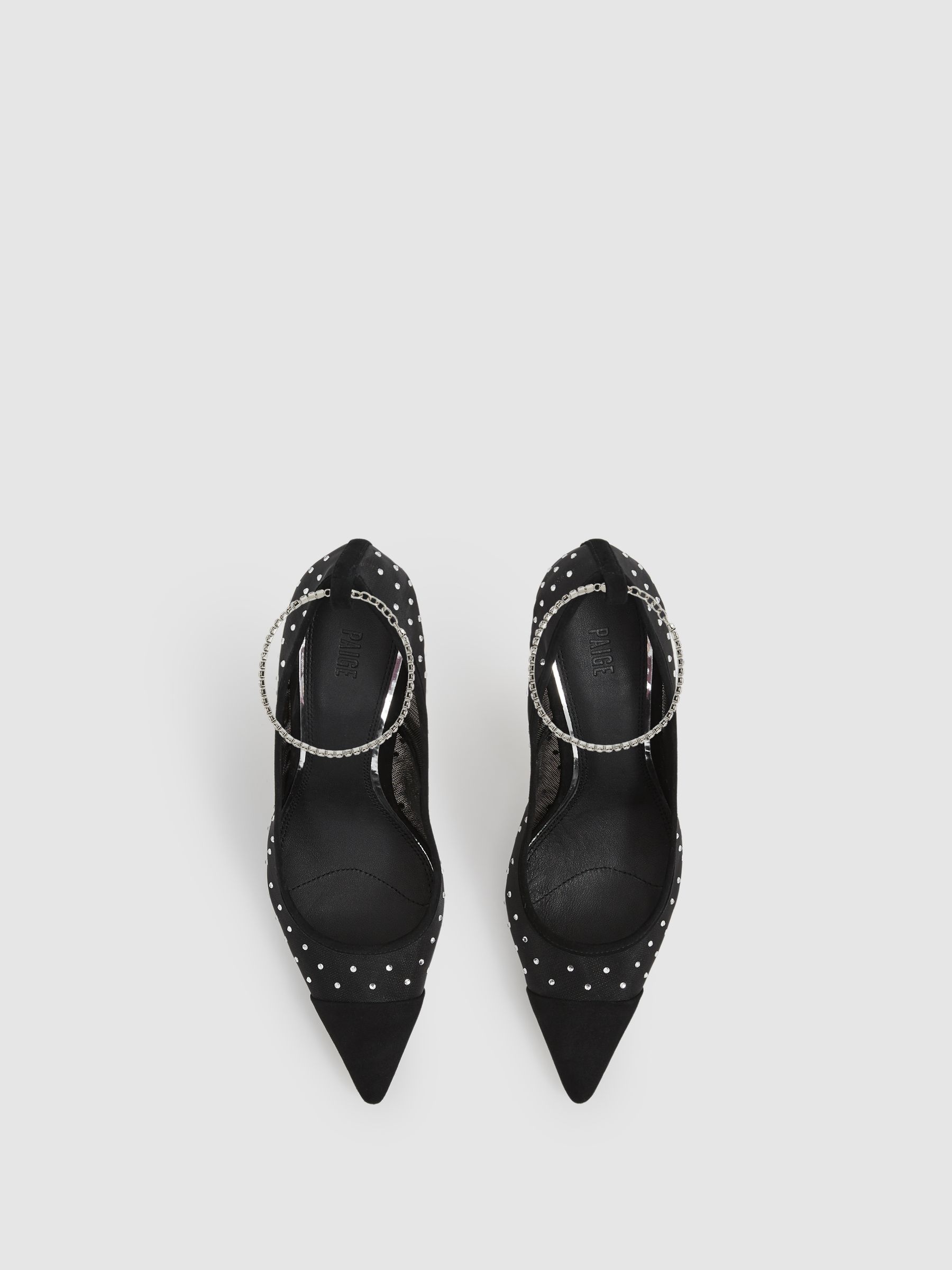 Paige Crystal-Embellished Mesh Court Shoes in Black - Image 2 of 4