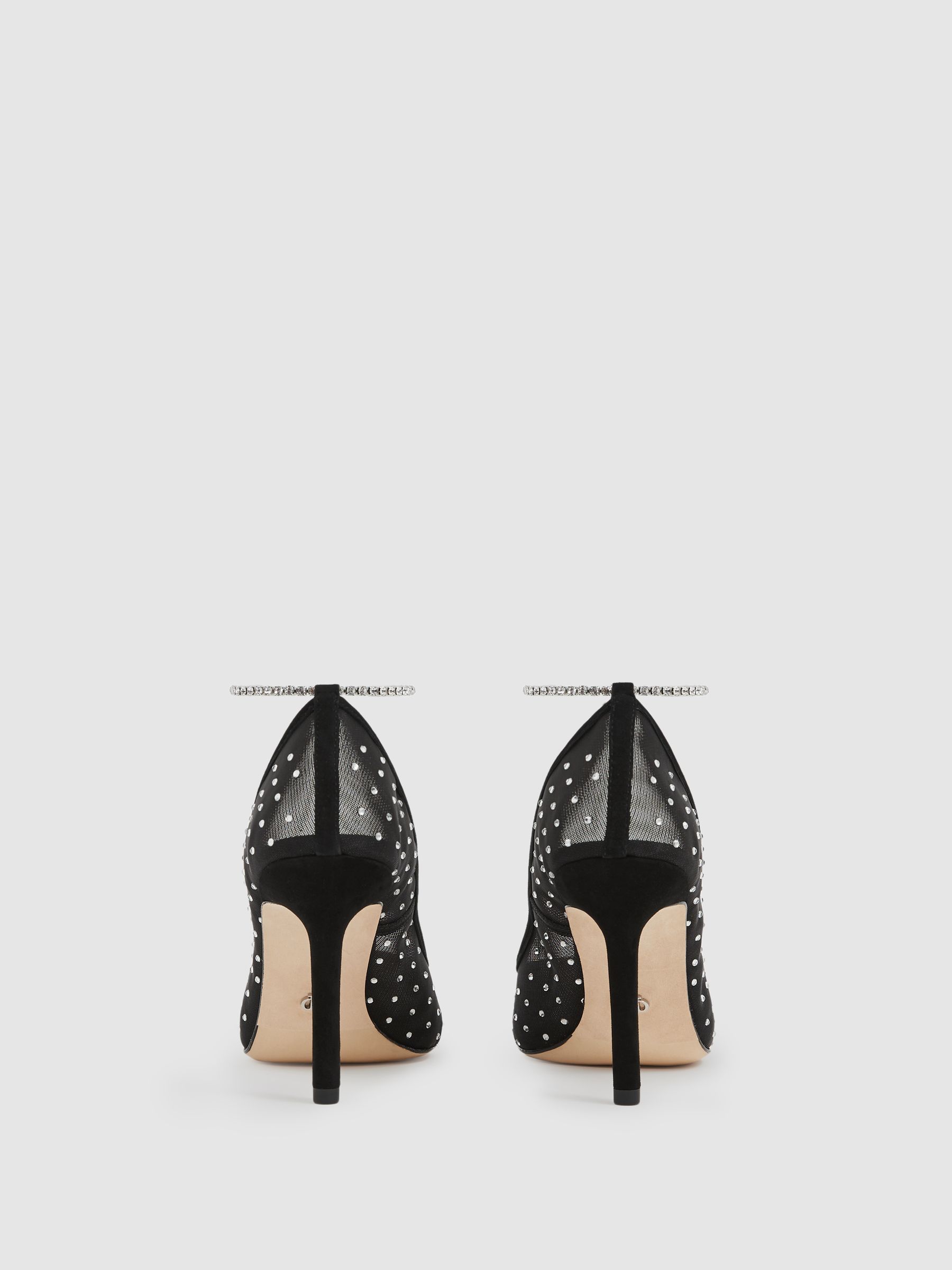Paige Crystal-Embellished Mesh Court Shoes in Black - Image 3 of 4