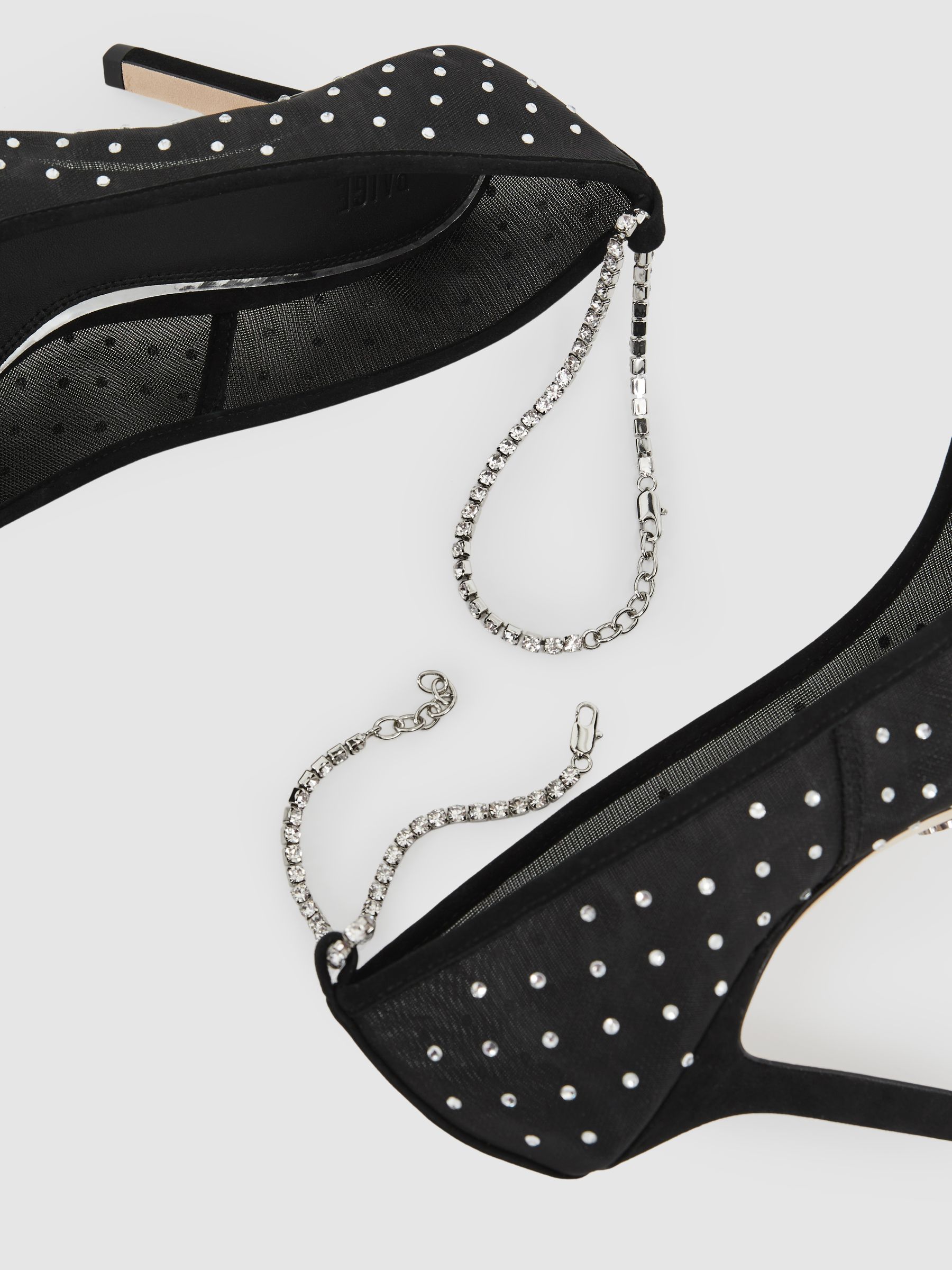 Crystal-Embellished Mesh Court Shoes in Black - image 3
