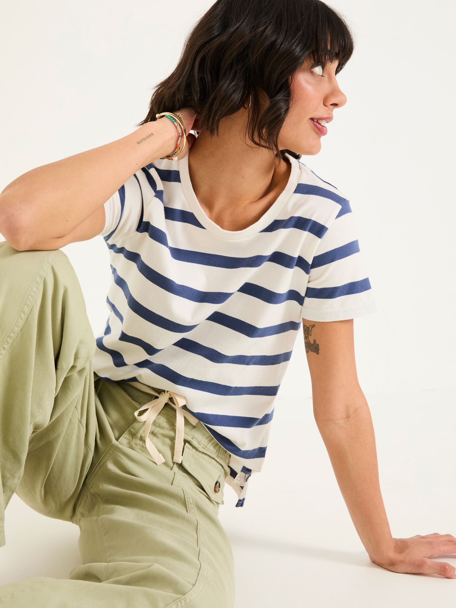 Natalie Ivory Short Sleeve Stripe T Shirt - Image 4 of 6