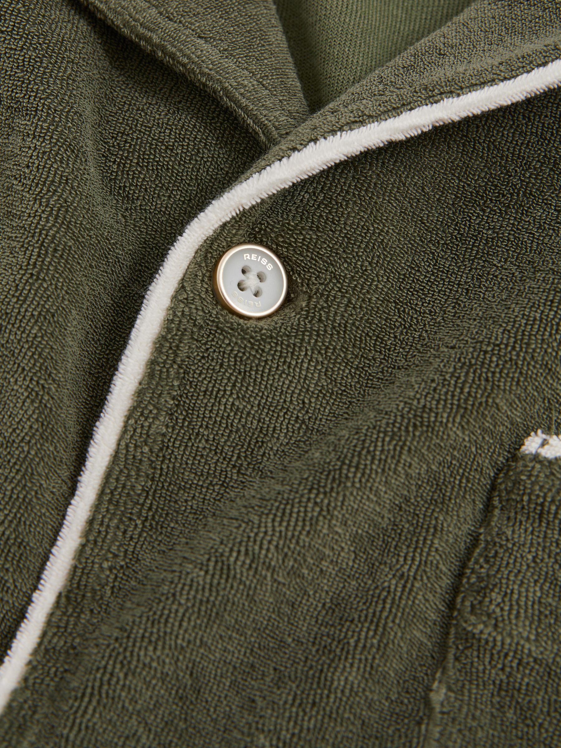Towelling Contrast-Trim Shirt in Green/White - Image 5 of 5