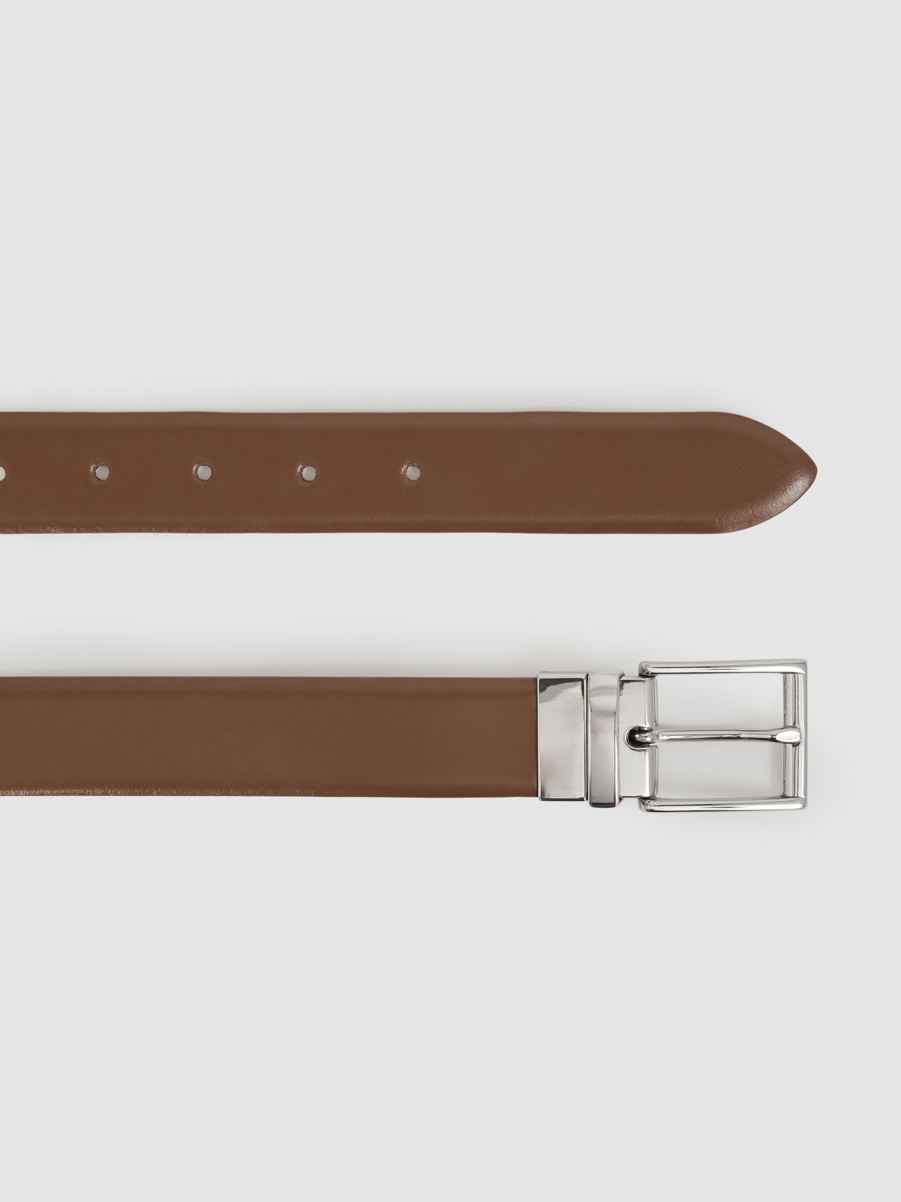 Leather Reversible Belt in Tan/Dark Brown - Image 3 of 5