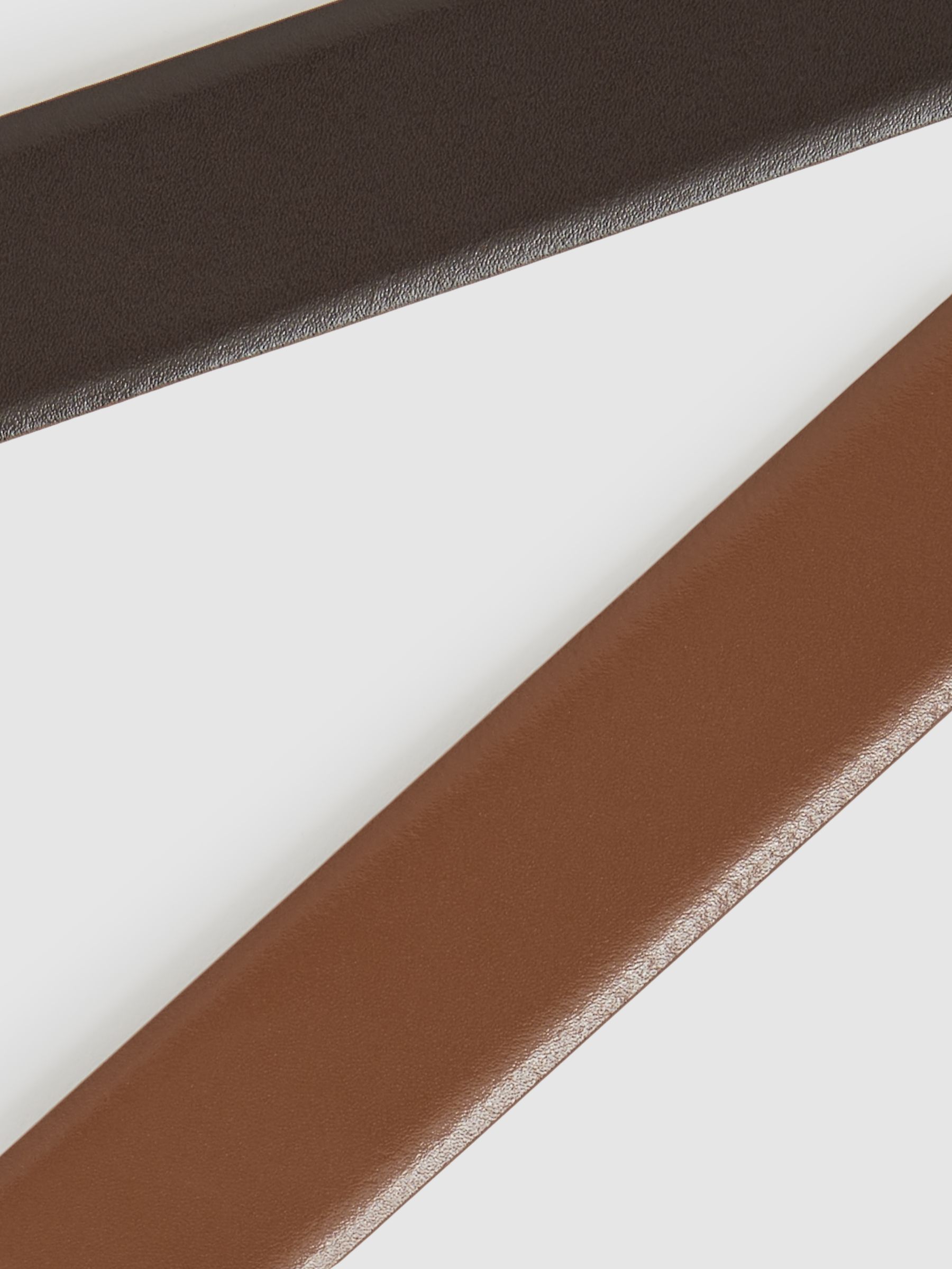 Leather Reversible Belt in Tan/Dark Brown - Image 4 of 5