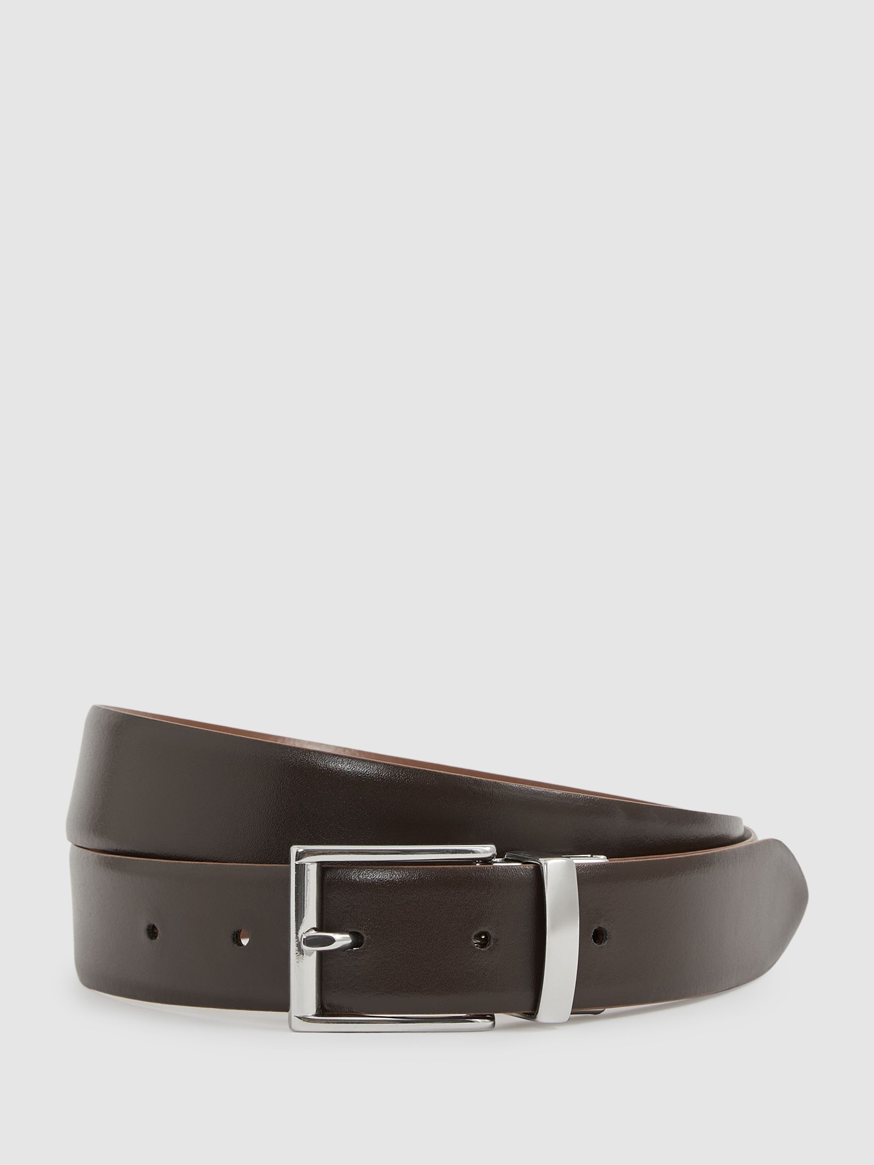 Leather Reversible Belt in Tan/Dark Brown - Image 5 of 5