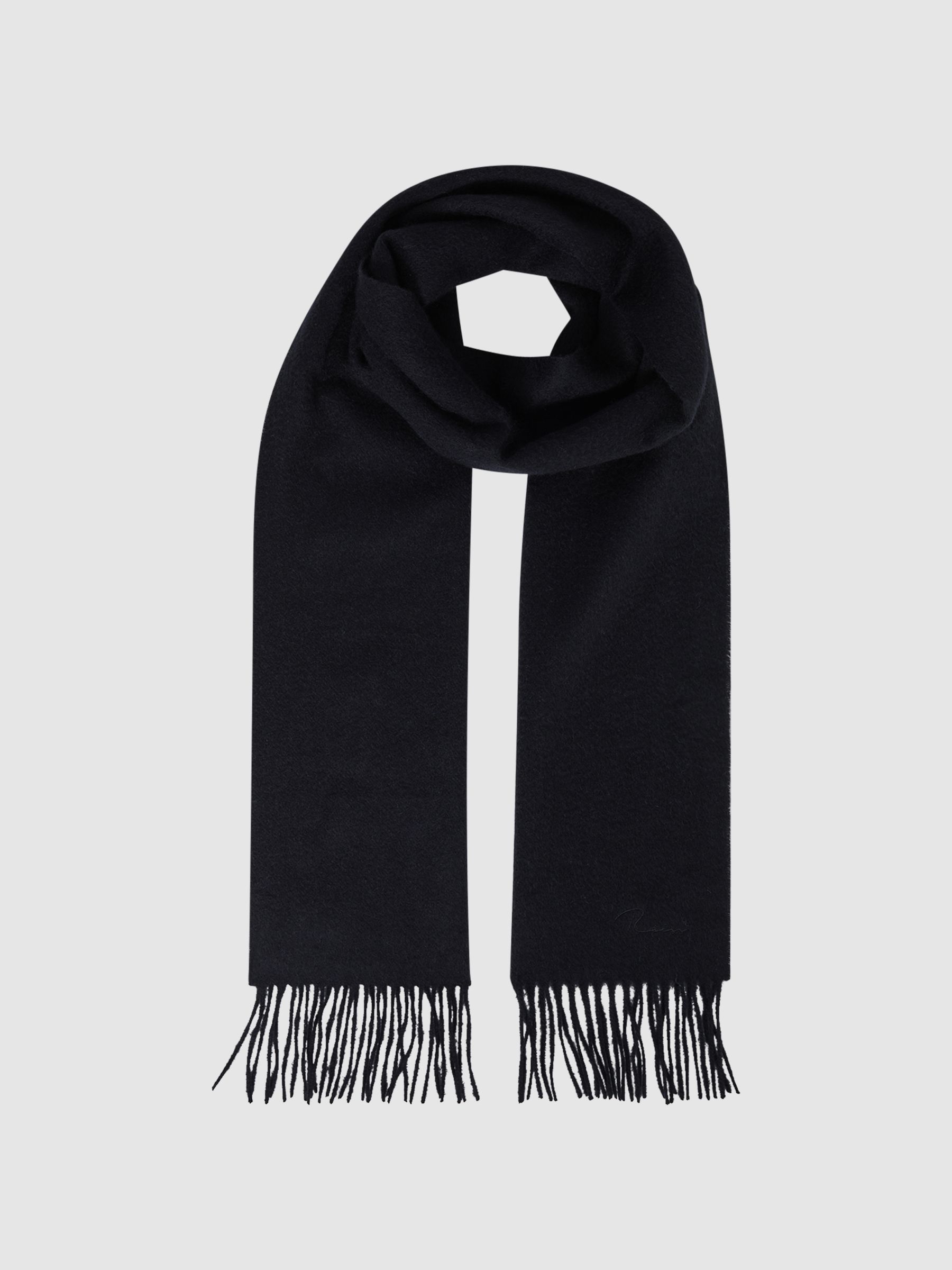 Wool and Cashmere Scarf in Navy - Image 3 of 5