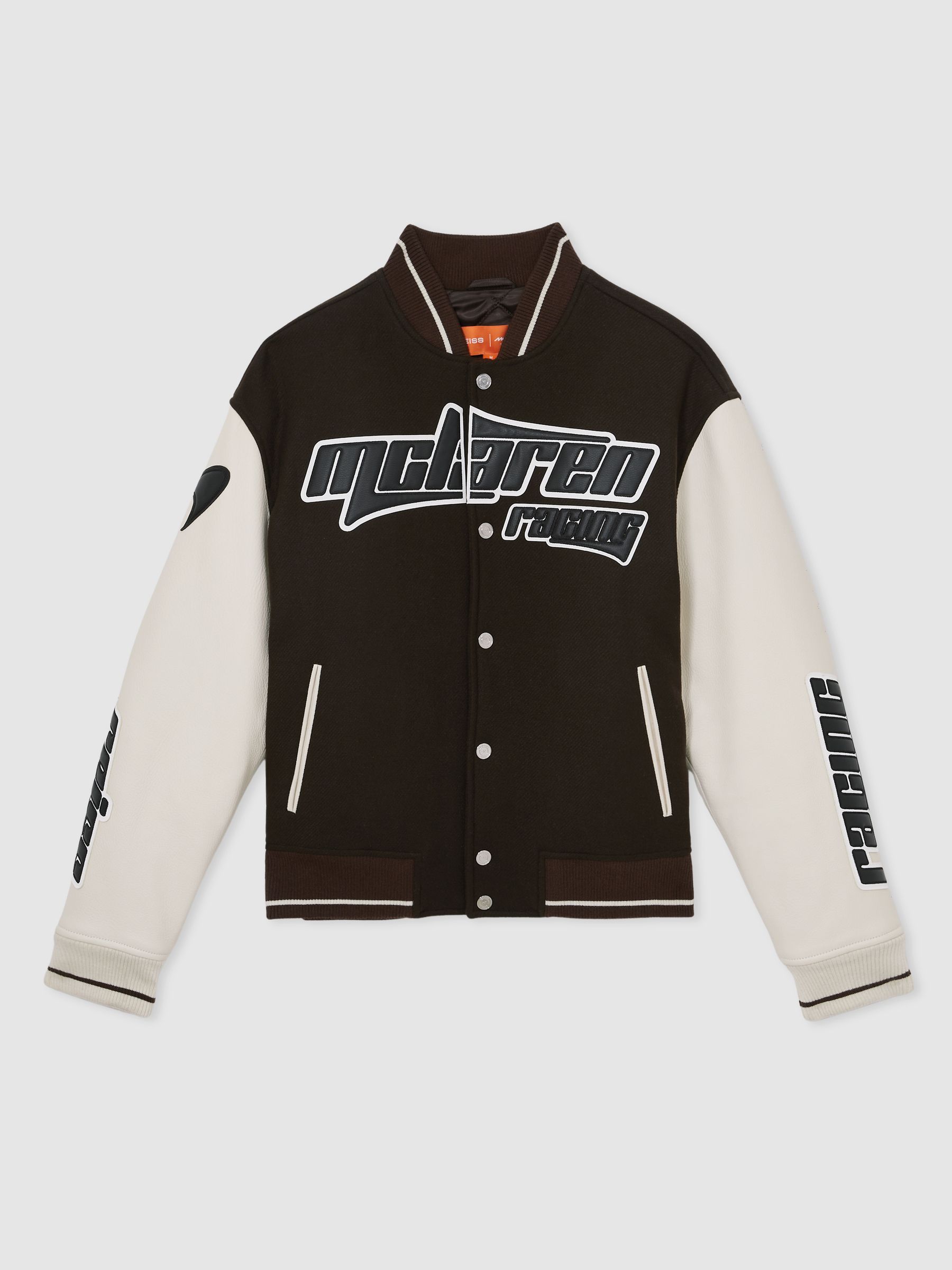 McLaren F1 Team Bomber Jacket in Brown/Ivory/White - Image 2 of 9