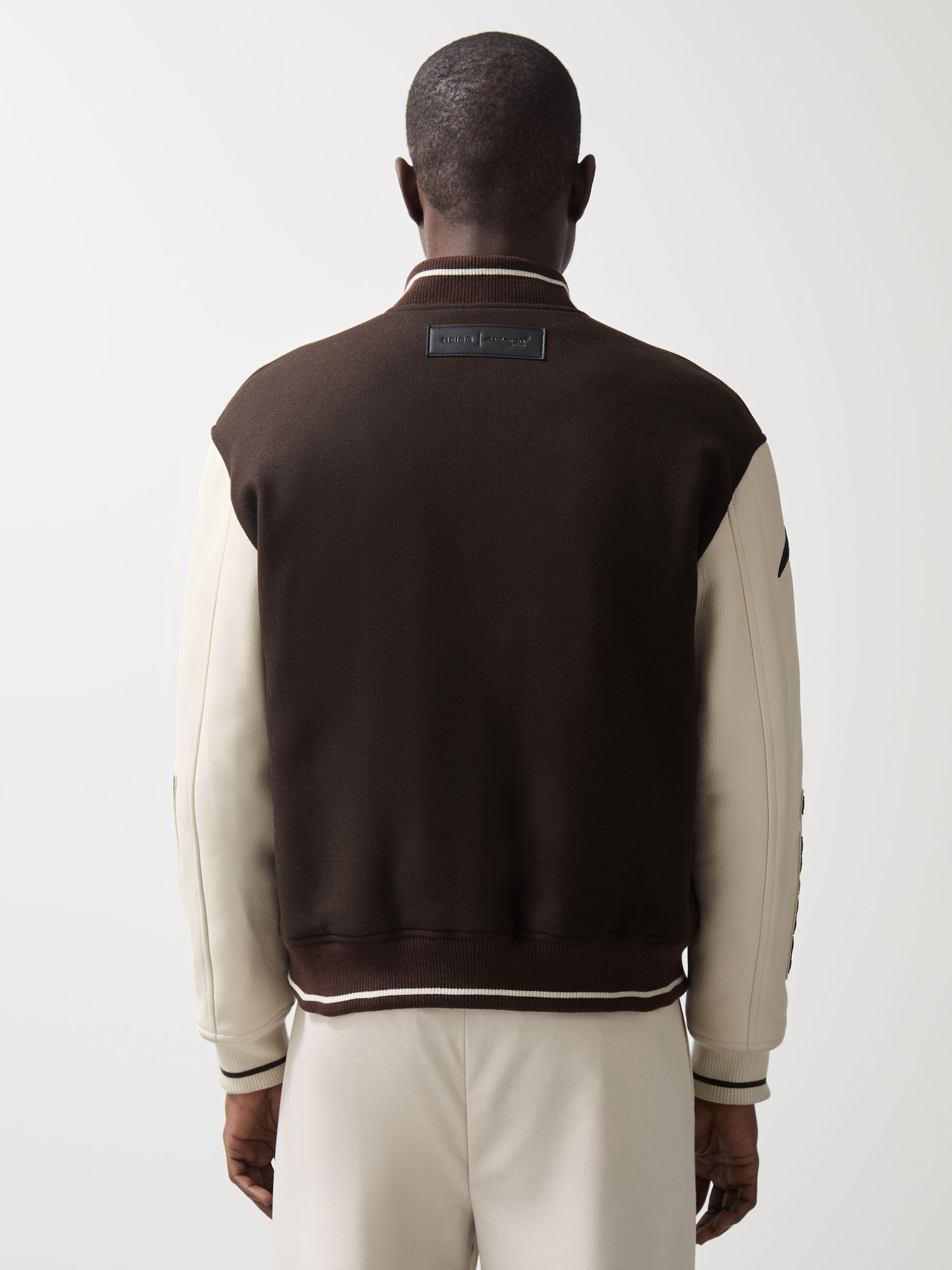 Reiss McLaren F1 Team Bomber Jacket in Brown/Ivory/White | REISS