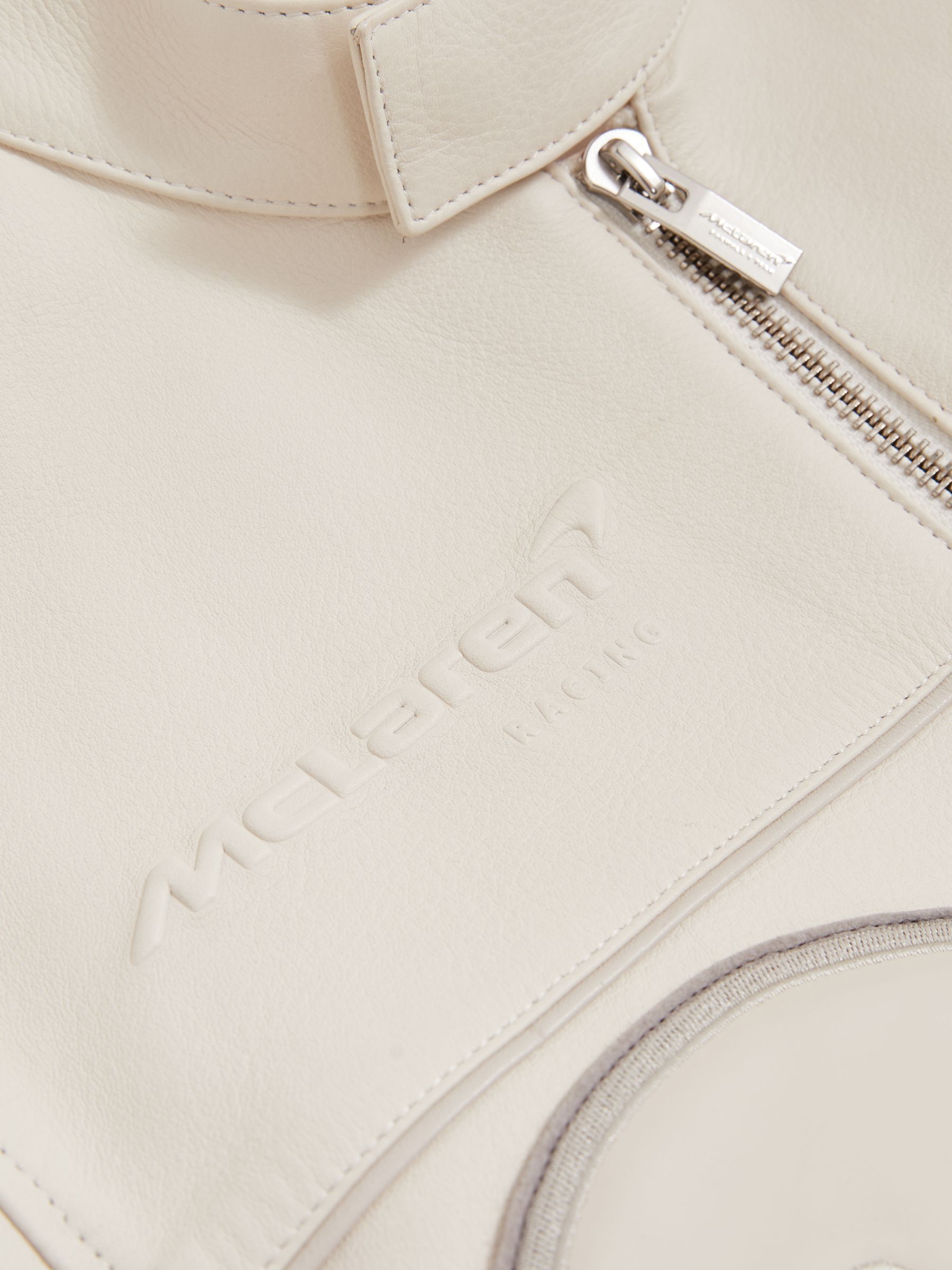 McLaren F1 Team Leather Biker Jacket in Off White - Image 10 of 11