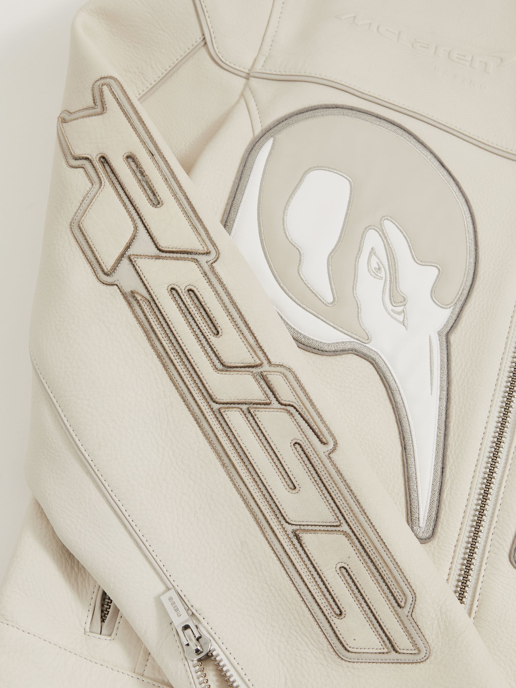 McLaren F1 Team Leather Biker Jacket in Off White - Image 11 of 11