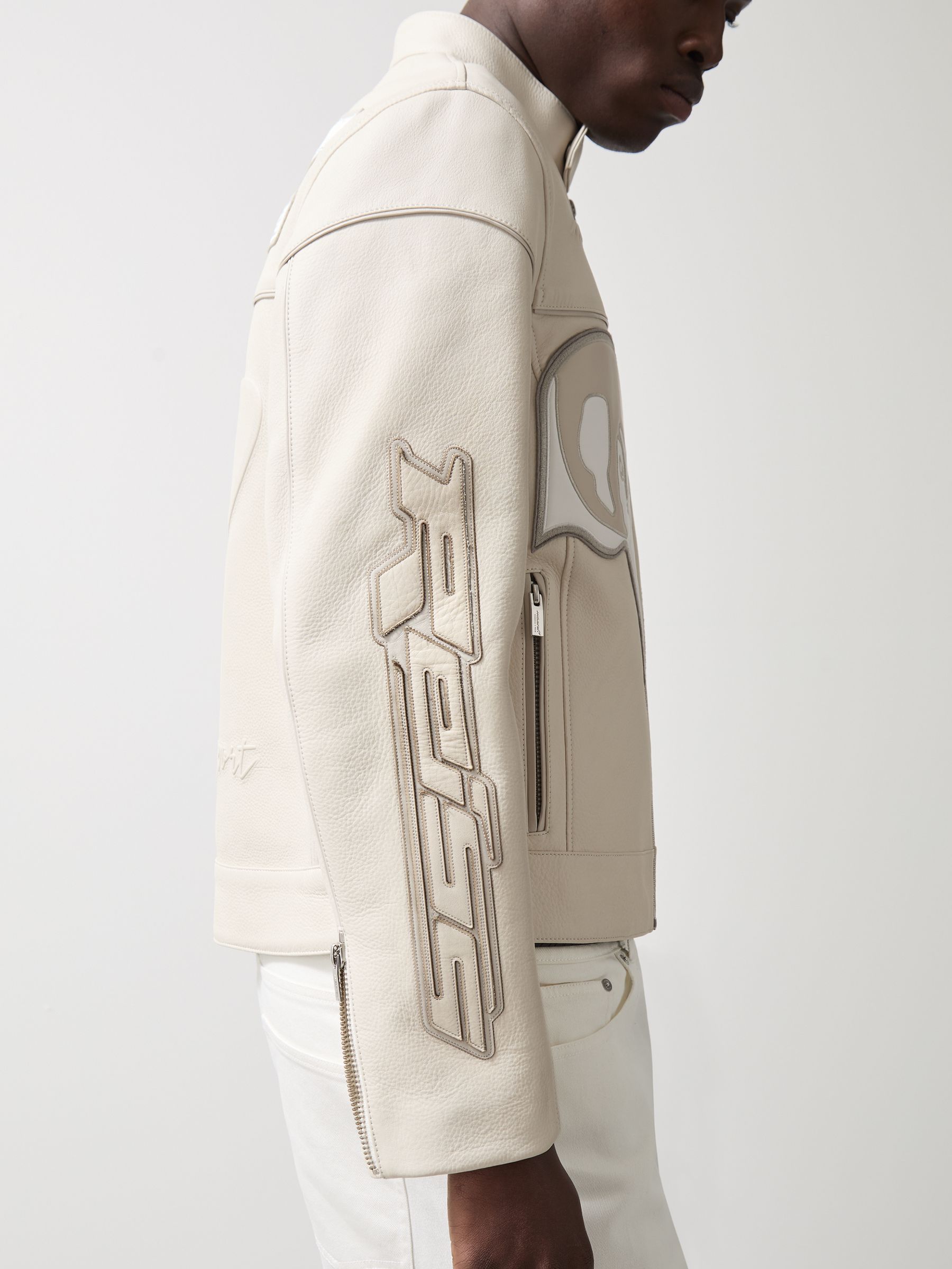 McLaren F1 Team Leather Biker Jacket in Off White - Image 7 of 11