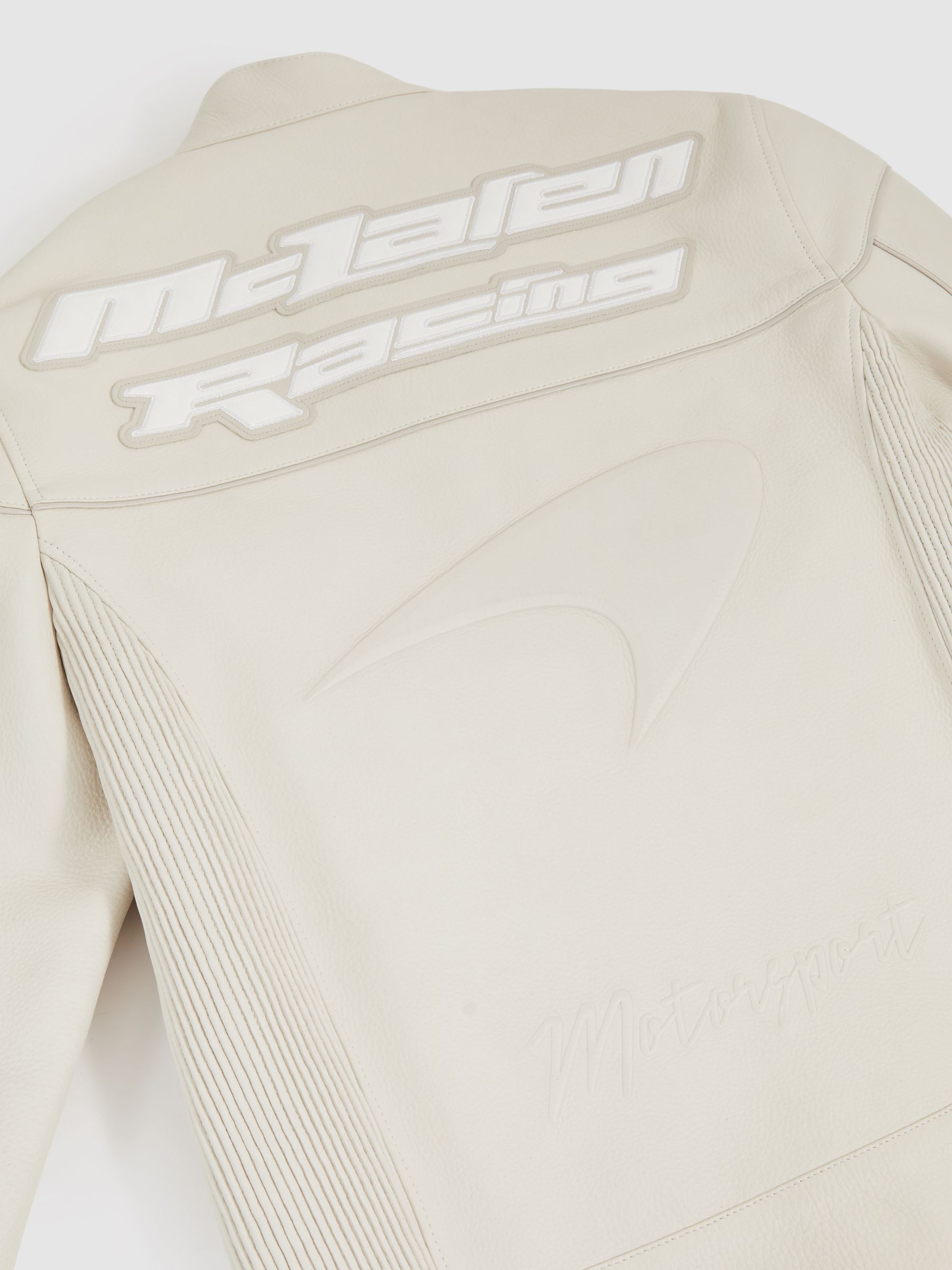 McLaren F1 Team Leather Biker Jacket in Off White - Image 9 of 11