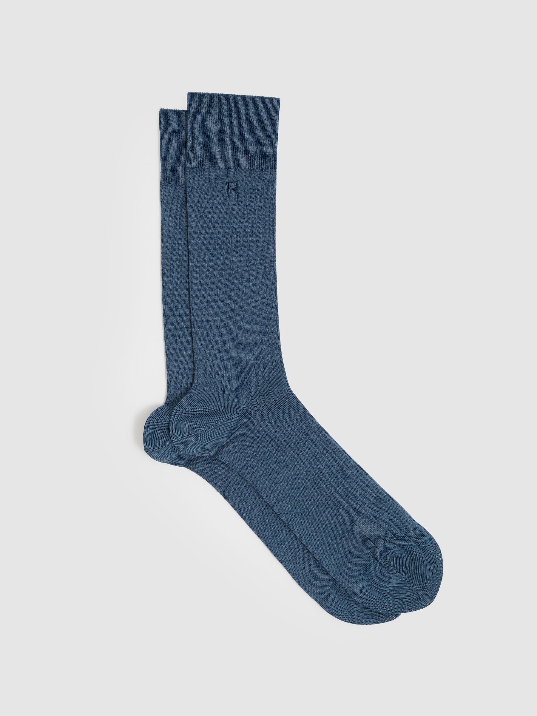 Cotton-Blend Logo-Embroidered Socks in Denim Blue - Image 1 of 3