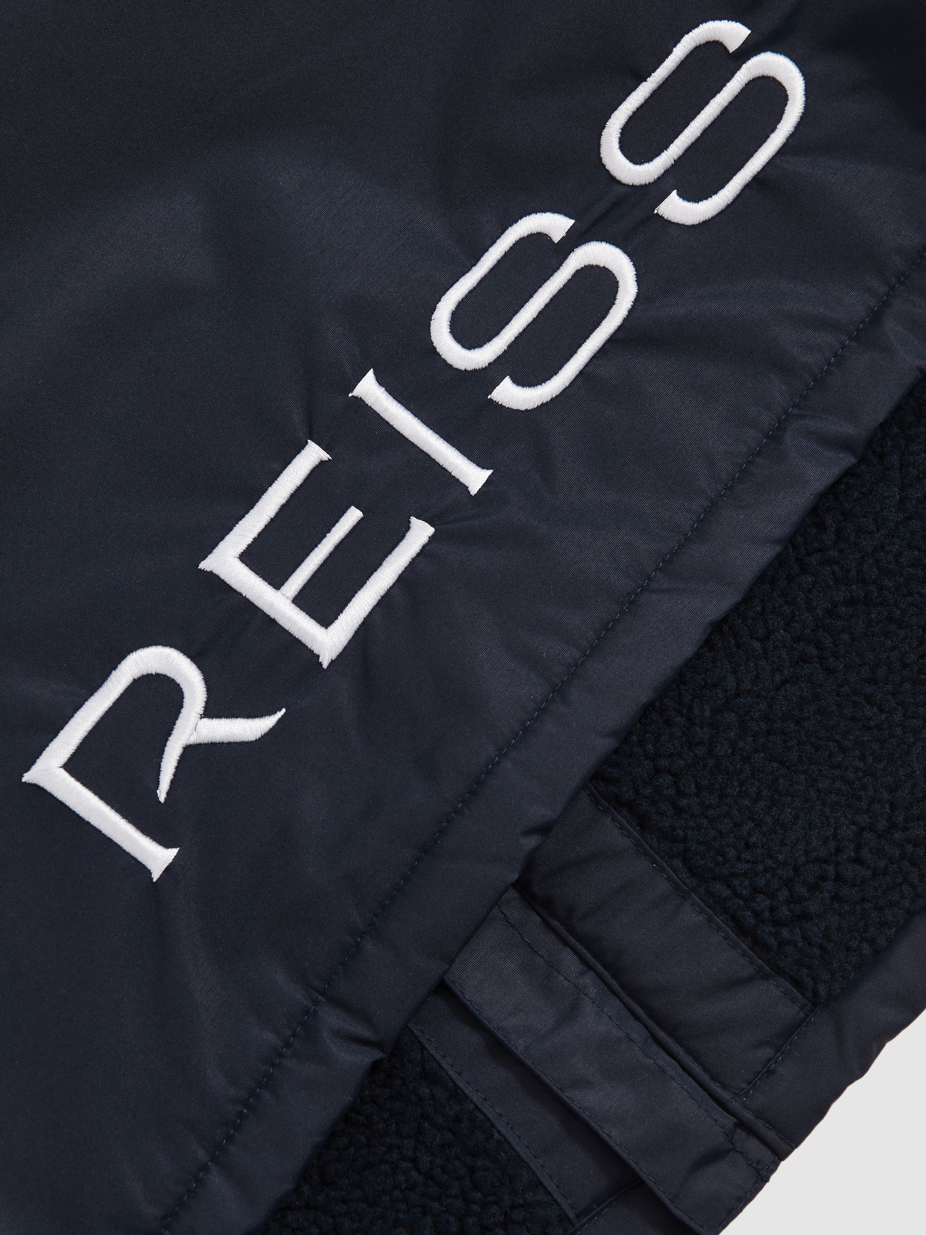 Water-Repellent Fleece-Lined Coat in Navy/White - Image 5 of 5