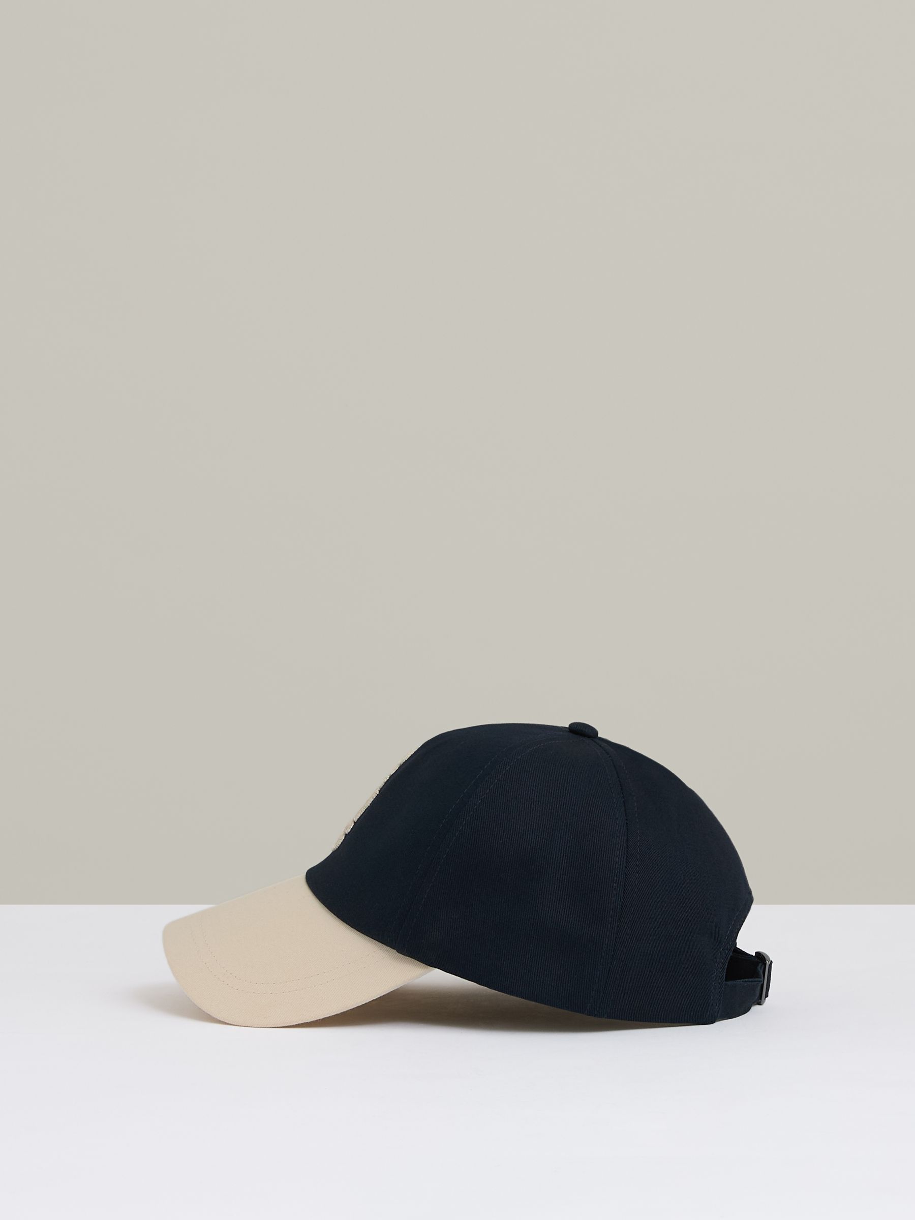 Cotton Contrast-Peak Logo Baseball Cap in Ecru/Navy - Image 3 of 5