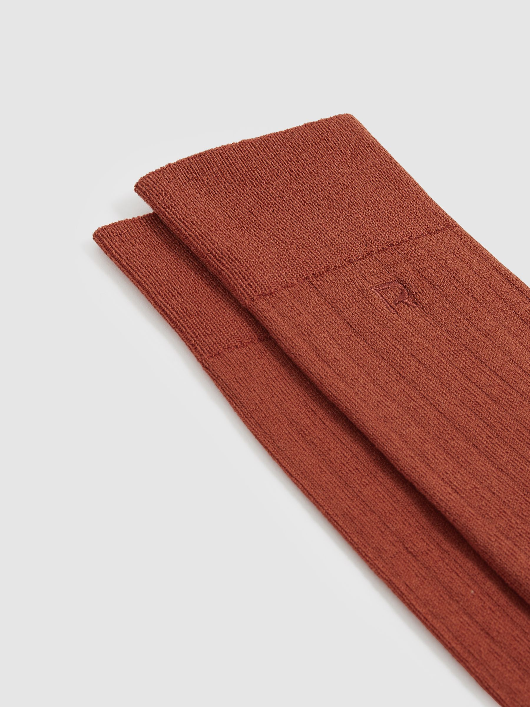 Cotton-Blend Logo-Embroidered Socks in Rust Orange - Image 2 of 3