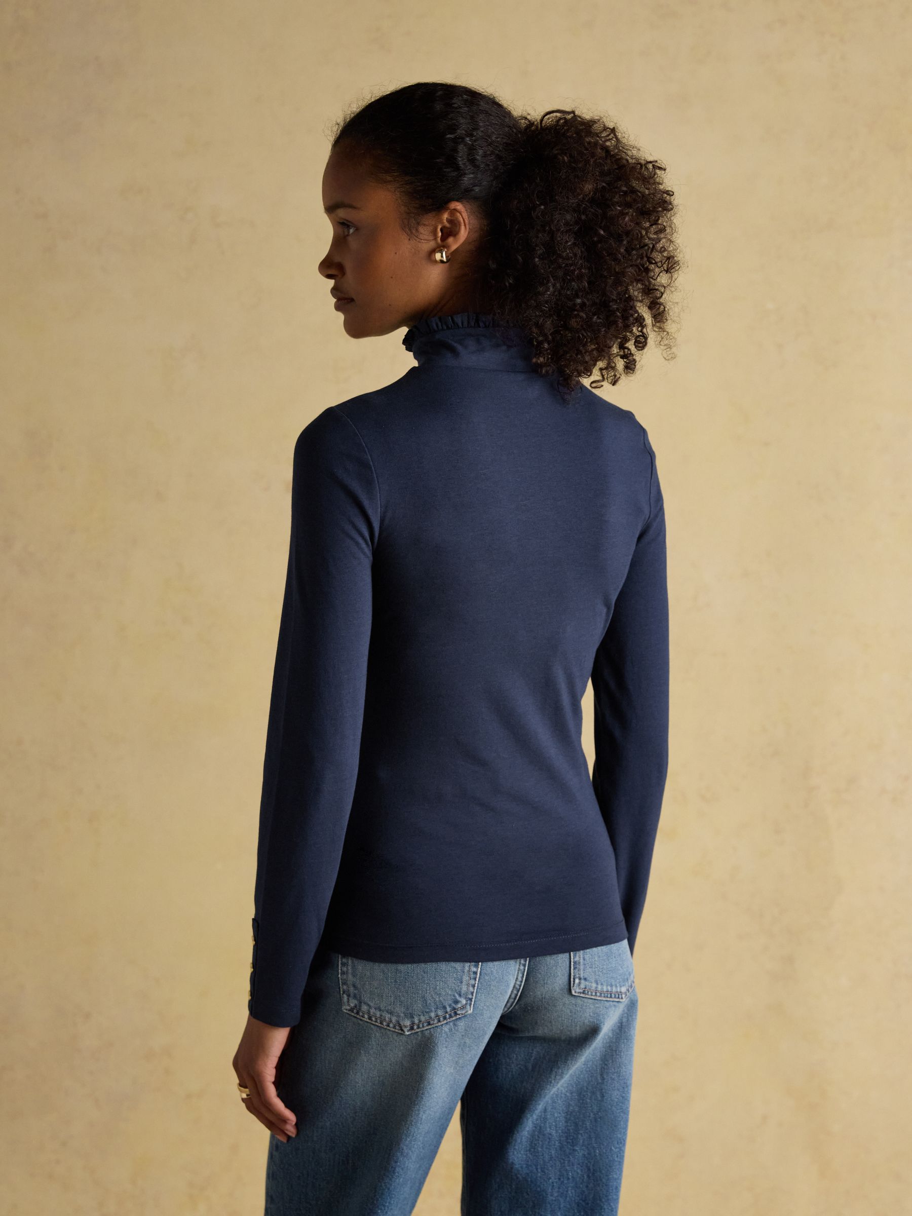 Amy Brown & Navy Long Sleeve High Neck Jersey Top -  2 Pack - Image 6 of 7